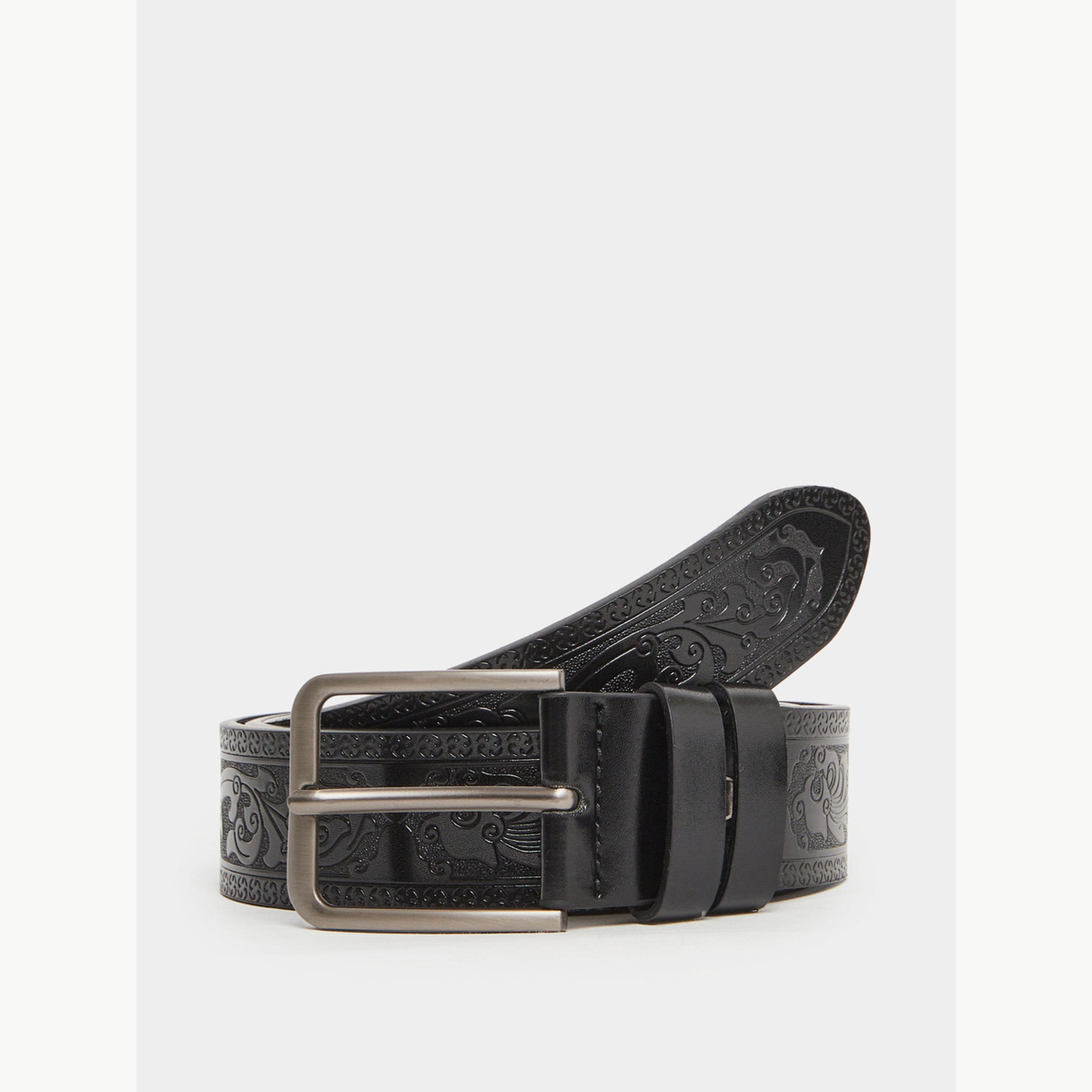 حزام بقفل إبزيم دبوس وتفاصيل بارزة الملمس-men-beltsandwallets-belts-image-1
