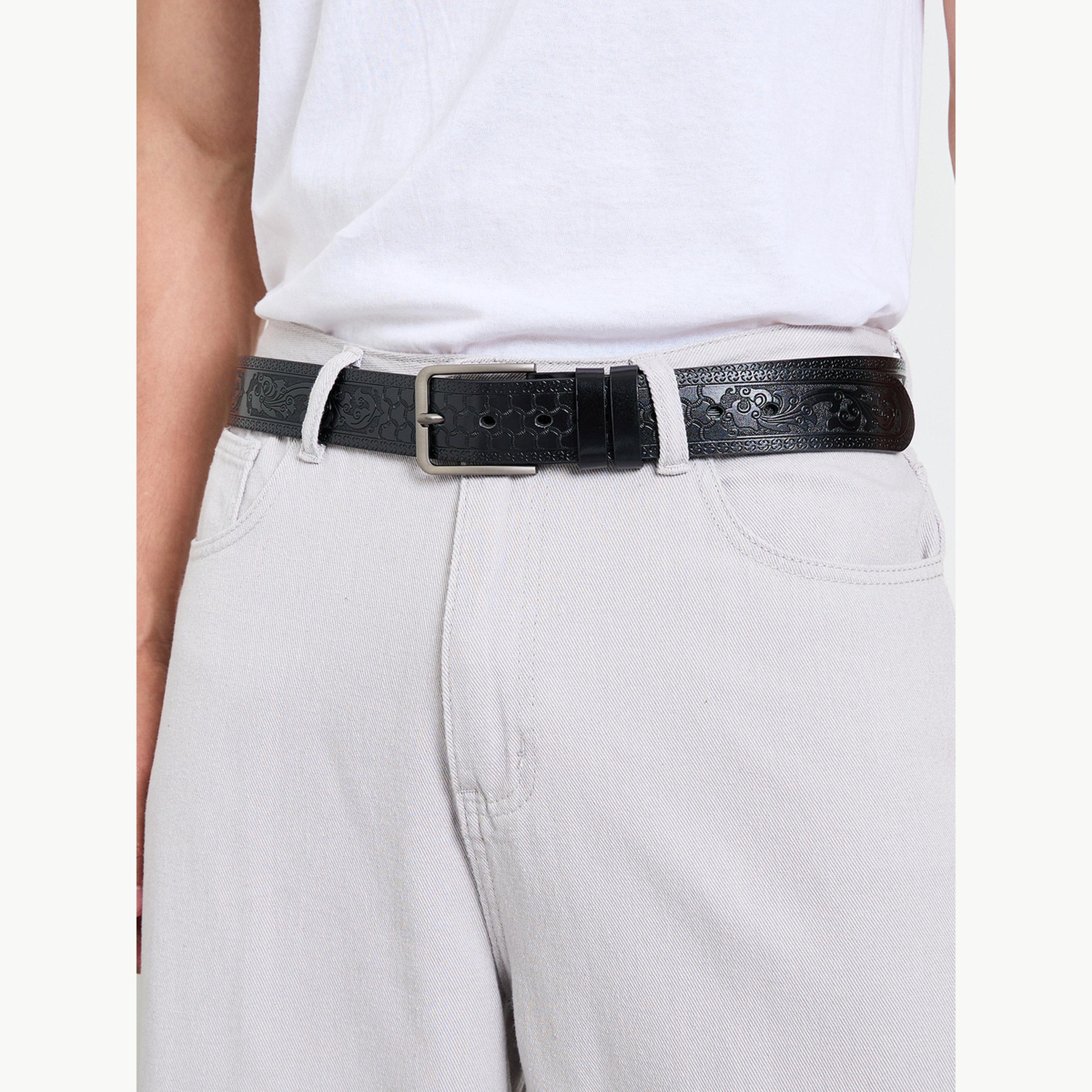 Styli Textured Belt with Pin Buckle Closure-men-beltsandwallets-belts-image-2