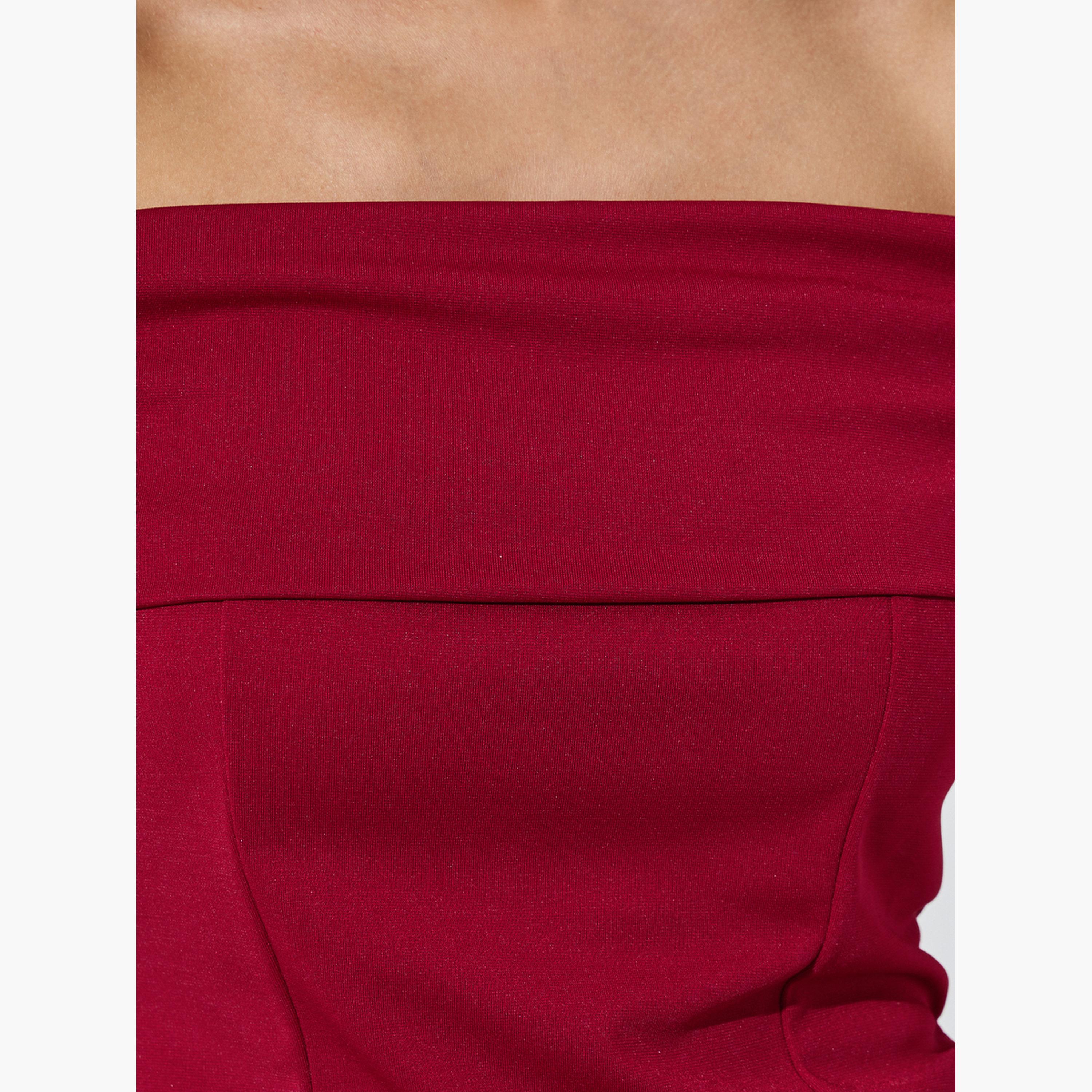 Styli Red Off Shoulder Fitted Knit Top-women-clothing-shirtsandblouses-blouses-image-5
