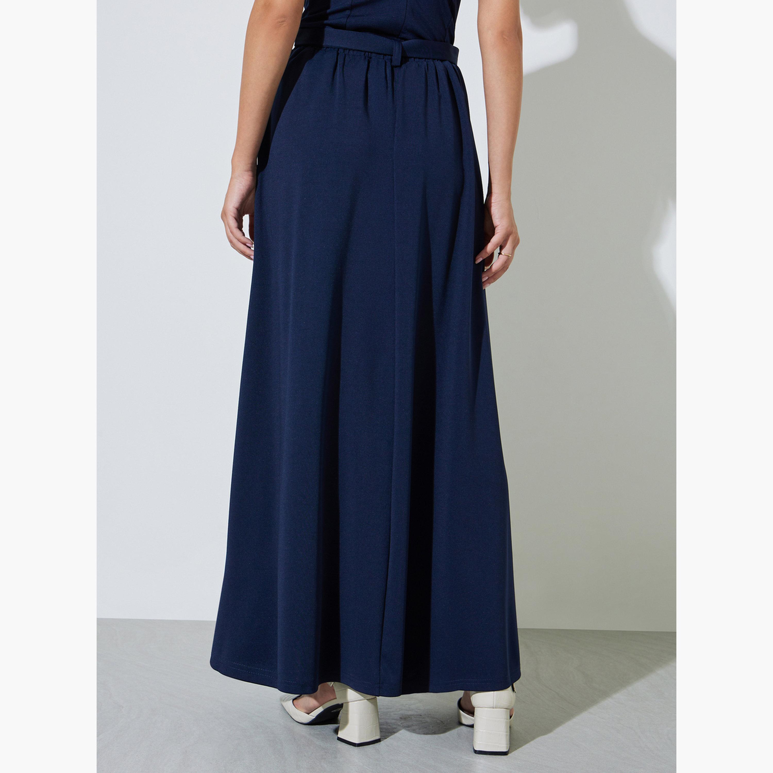 تنورة طويلة بحافة واسعة مع حزام-women-clothing-skirts-image-5