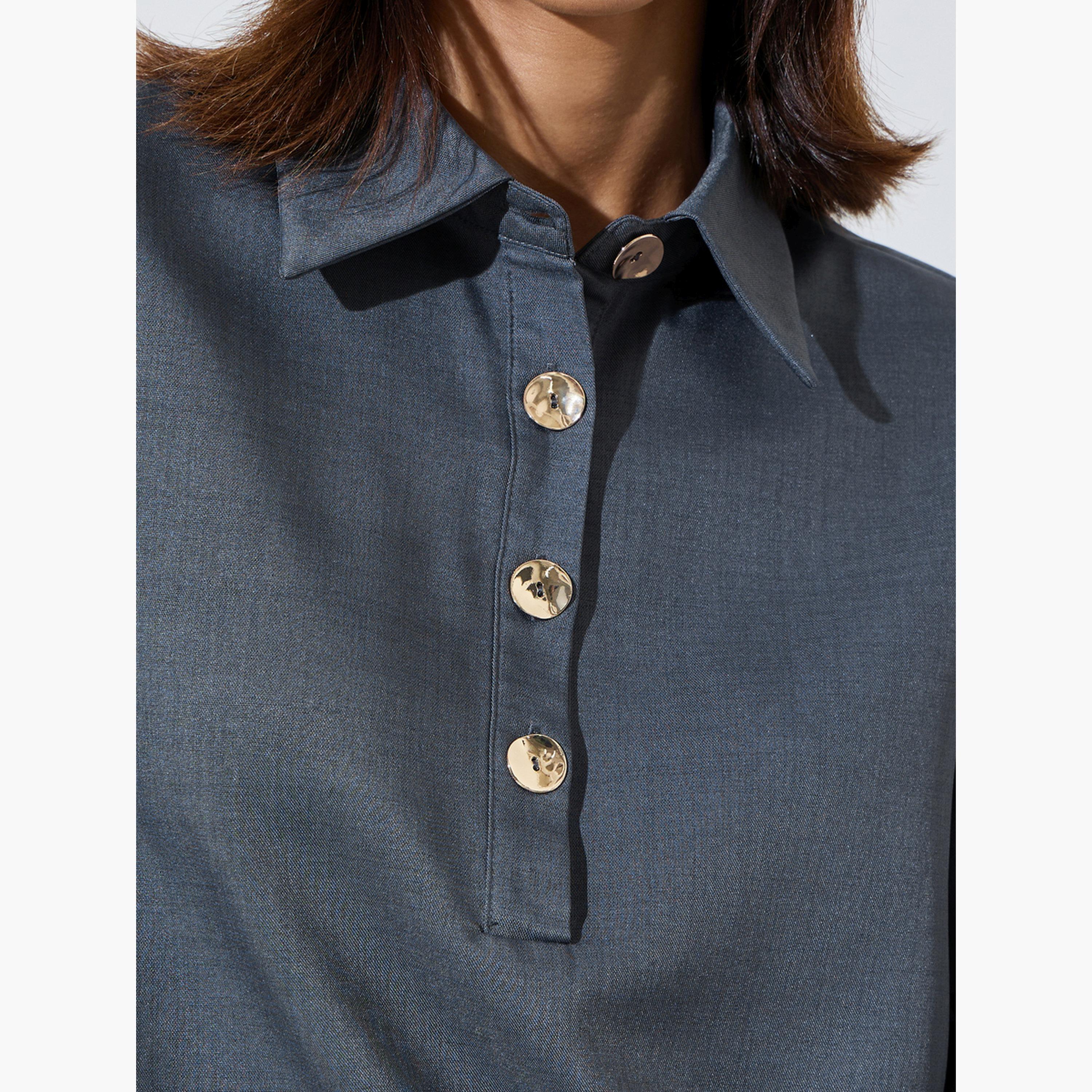 Styli Charcoal Long Sleeve Relaxed Fit Shirt-women-clothing-shirtsandblouses-blouses-image-5