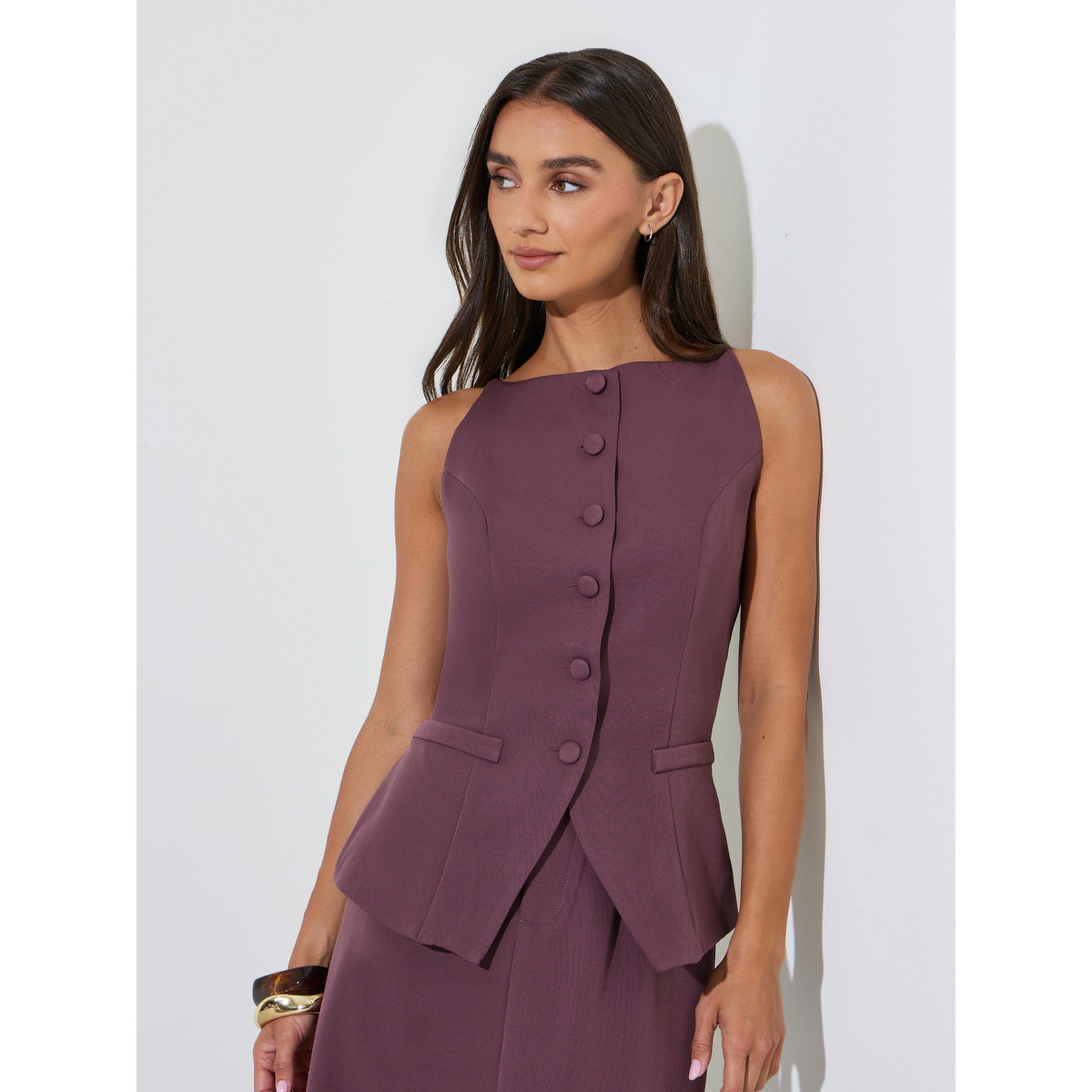 بلوزة سترة بأشرطة وتفاصيل جيوب باللون البنفسجي-women-clothing-shirtsandblouses-blouses-image-1