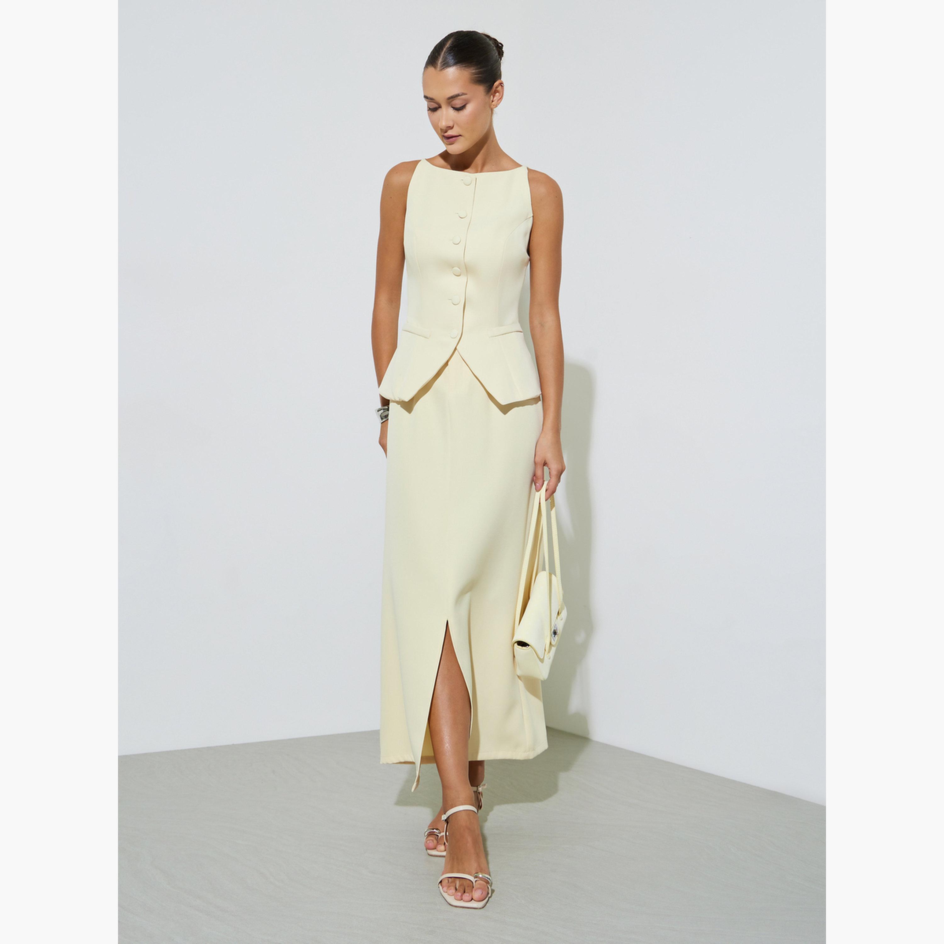 Styli Yellow Pocket Details Strappy Waistcoat Top-women-clothing-shirtsandblouses-blouses-image-2