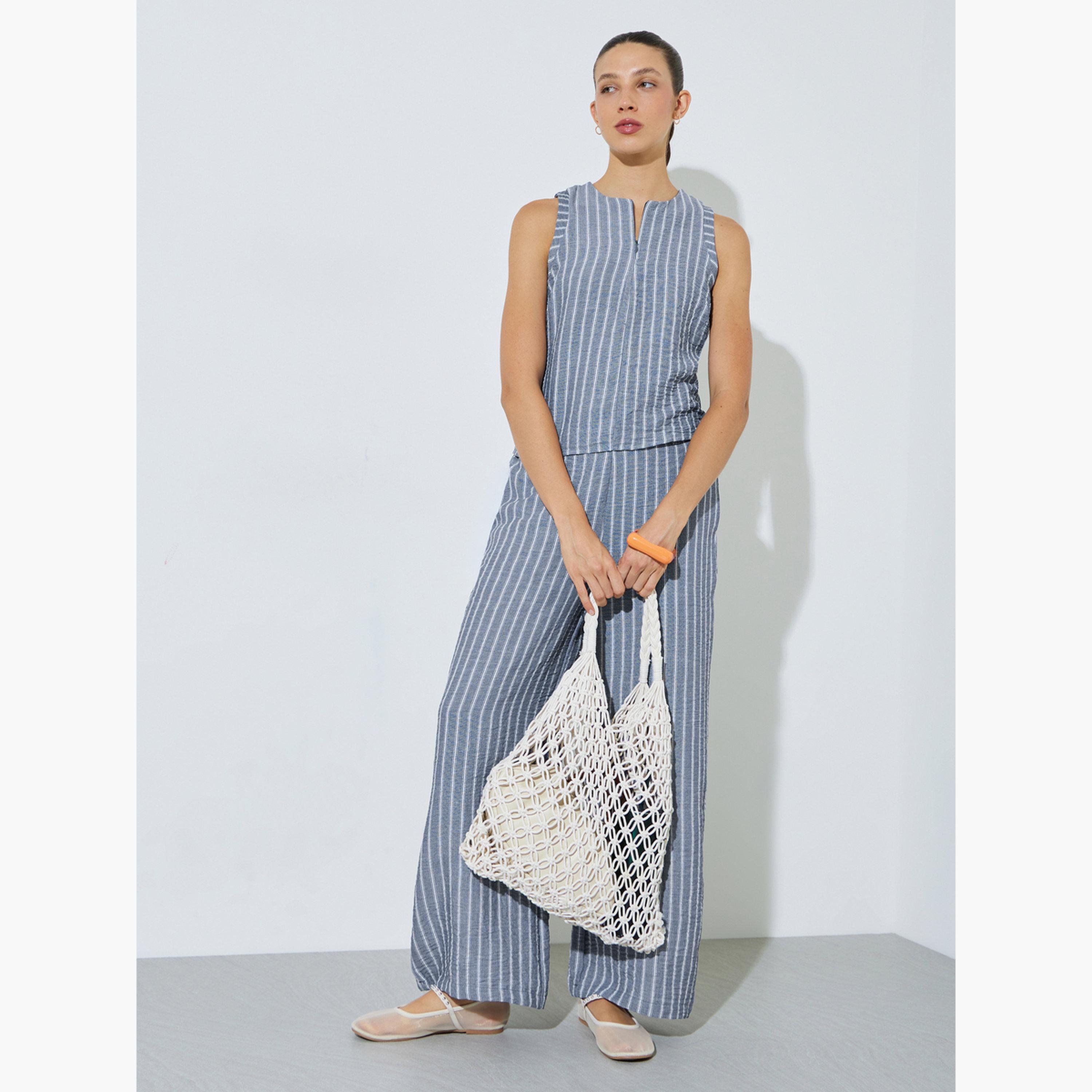 Styli Blue Striped Sleeveless Top-women-clothing-shirtsandblouses-blouses-image-2