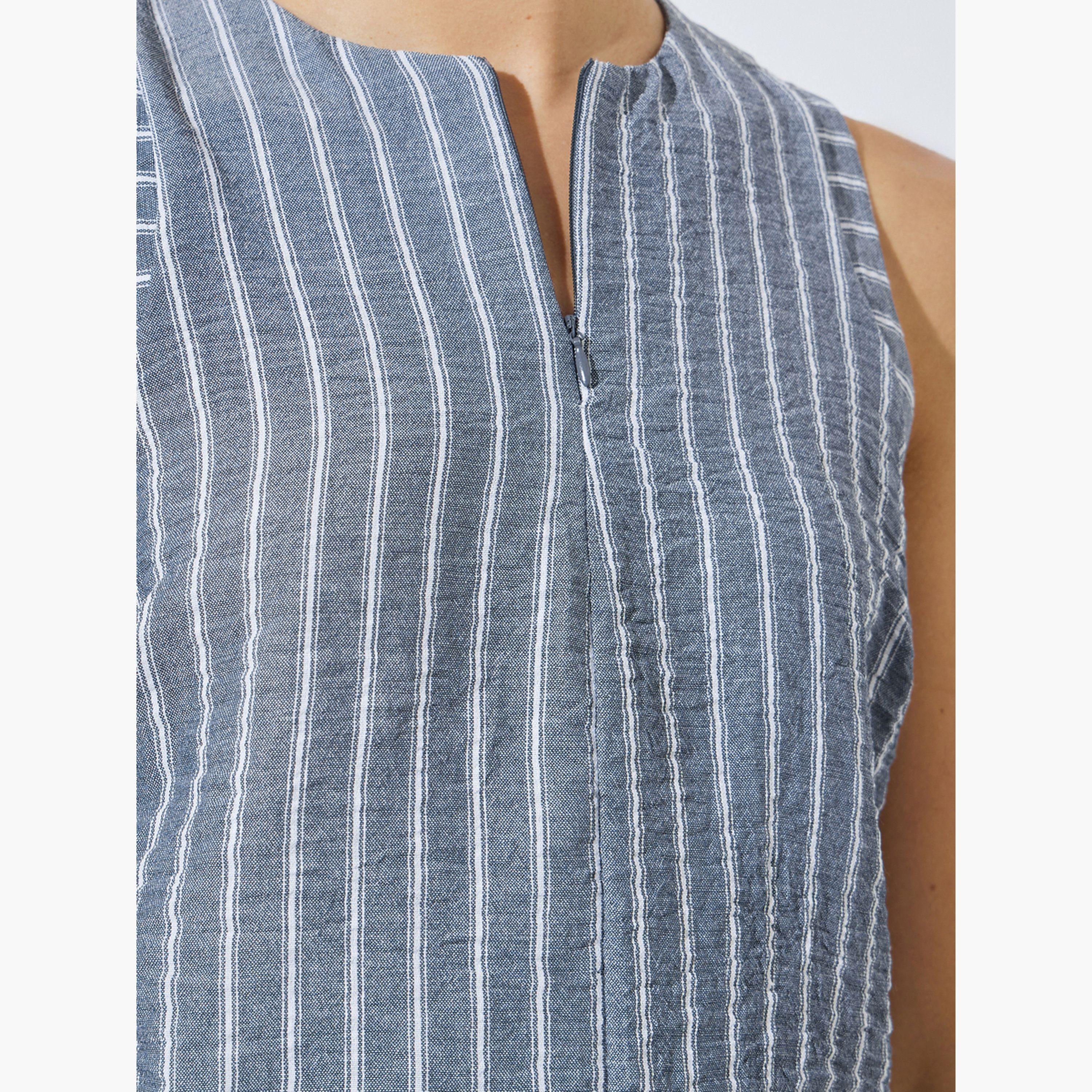 Styli Blue Striped Sleeveless Top-women-clothing-shirtsandblouses-blouses-image-5