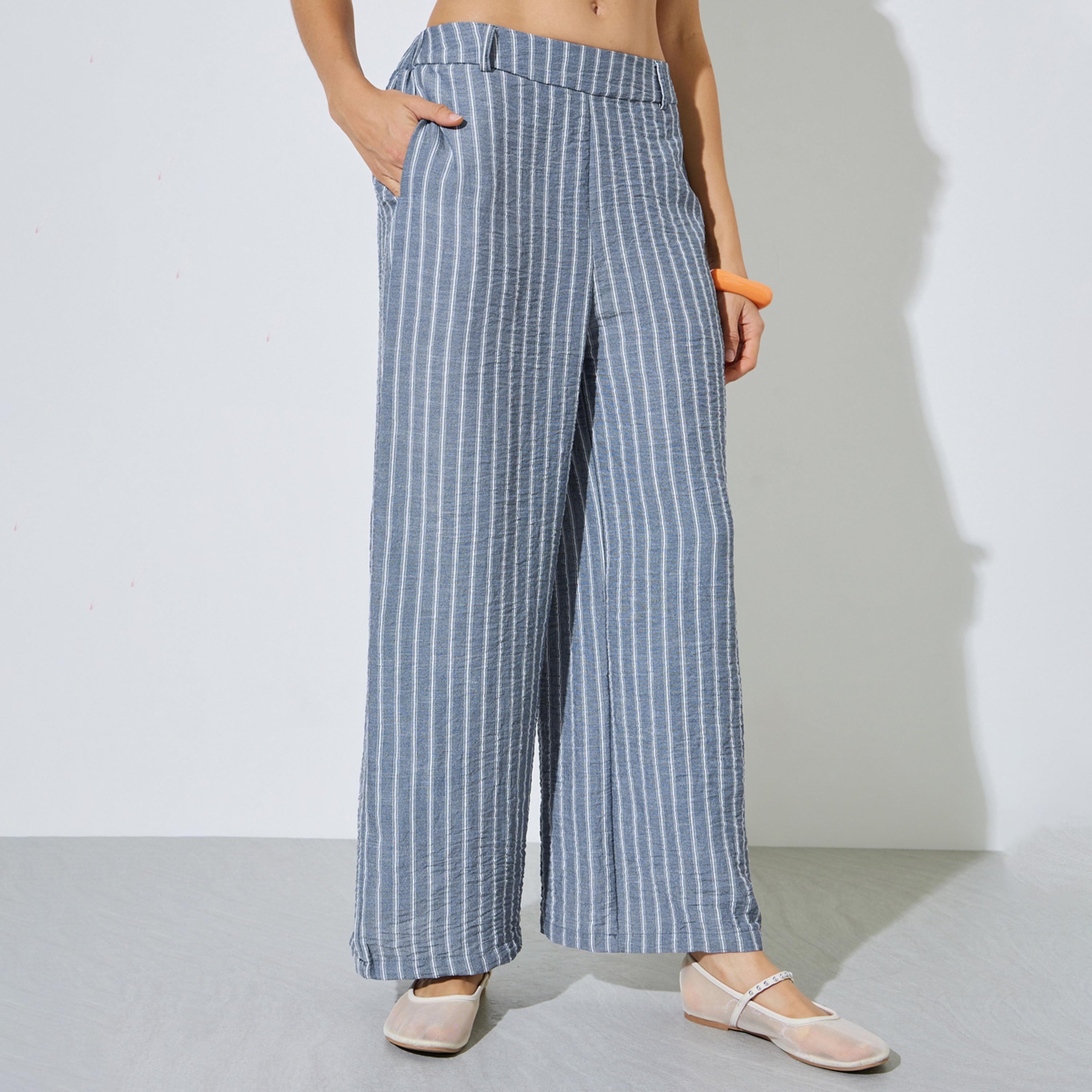 بنطال بأرجل واسعة ومخطط-women-clothing-bottoms-joggers-image-1