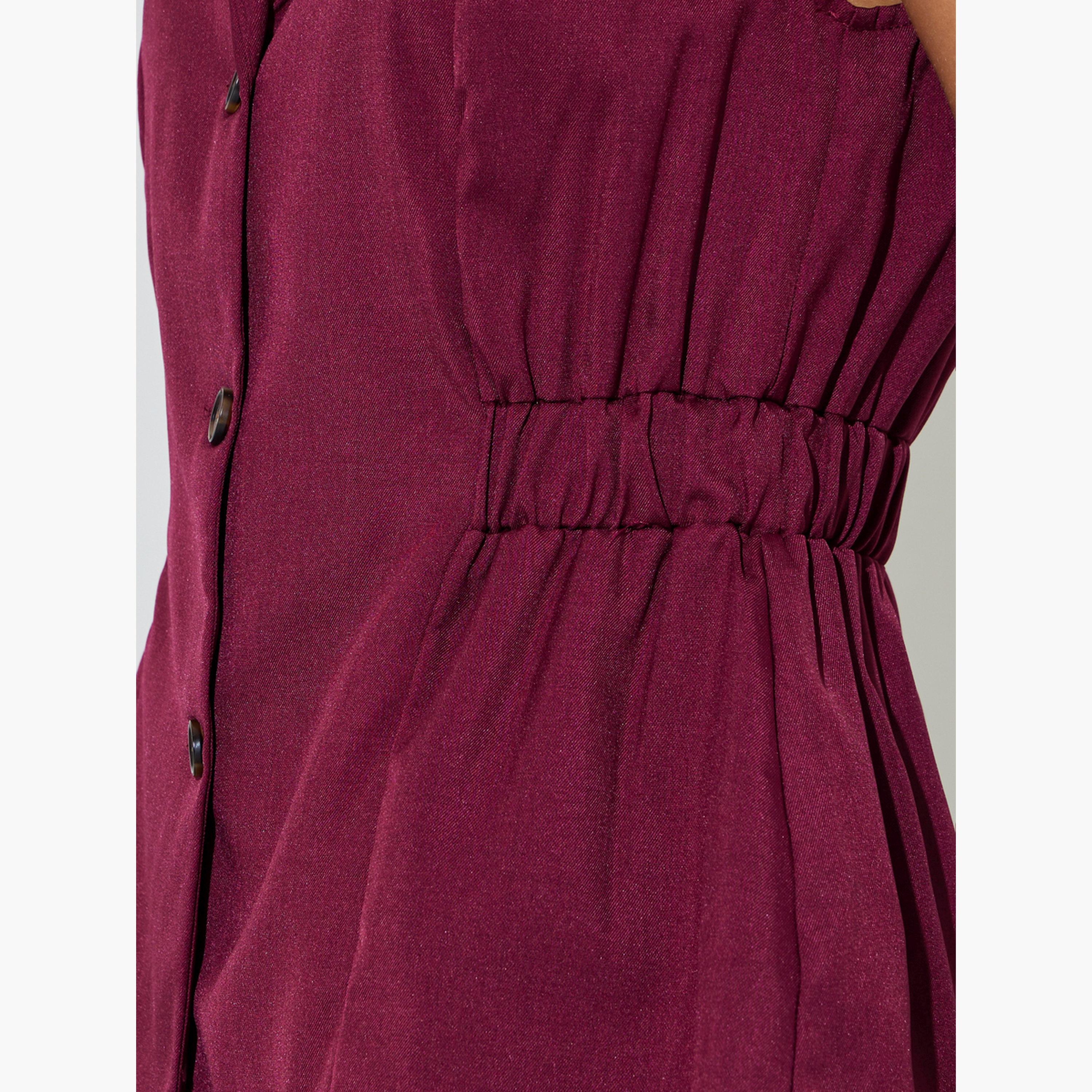 Styli Burgundy Sleeveless Single Breasted Waistcoat-women-clothing-shirtsandblouses-blouses-image-5