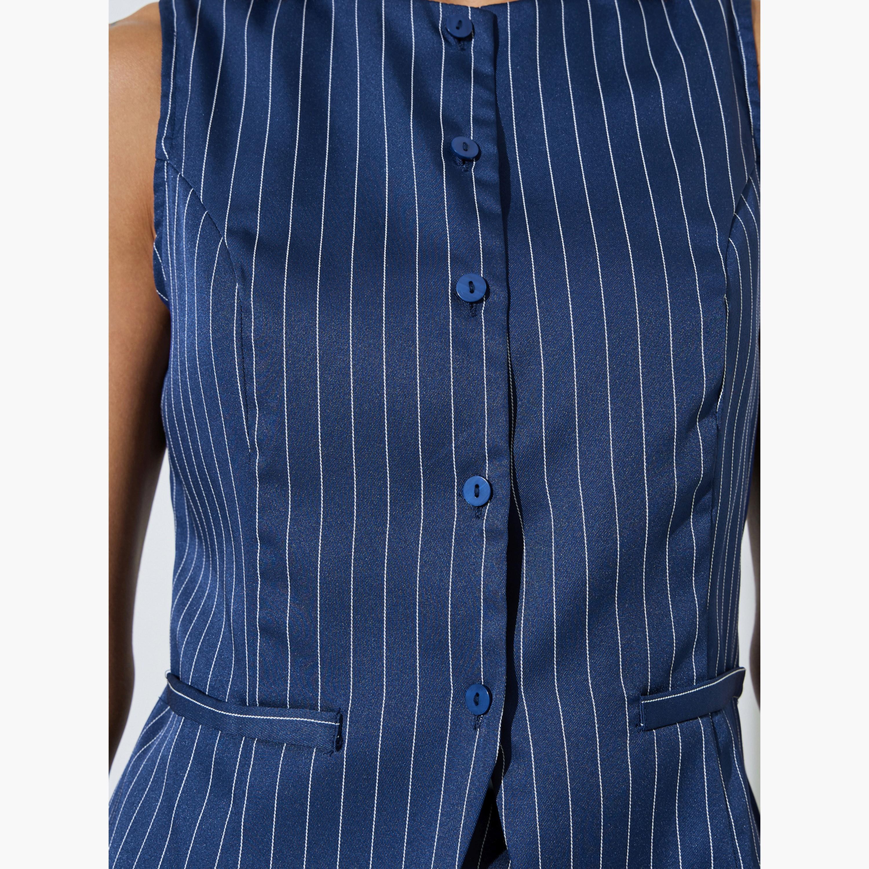 ستايلي - صدرية بدون أكمام مخططة باللون الأزرق الداكن-women-clothing-shirtsandblouses-blouses-image-5