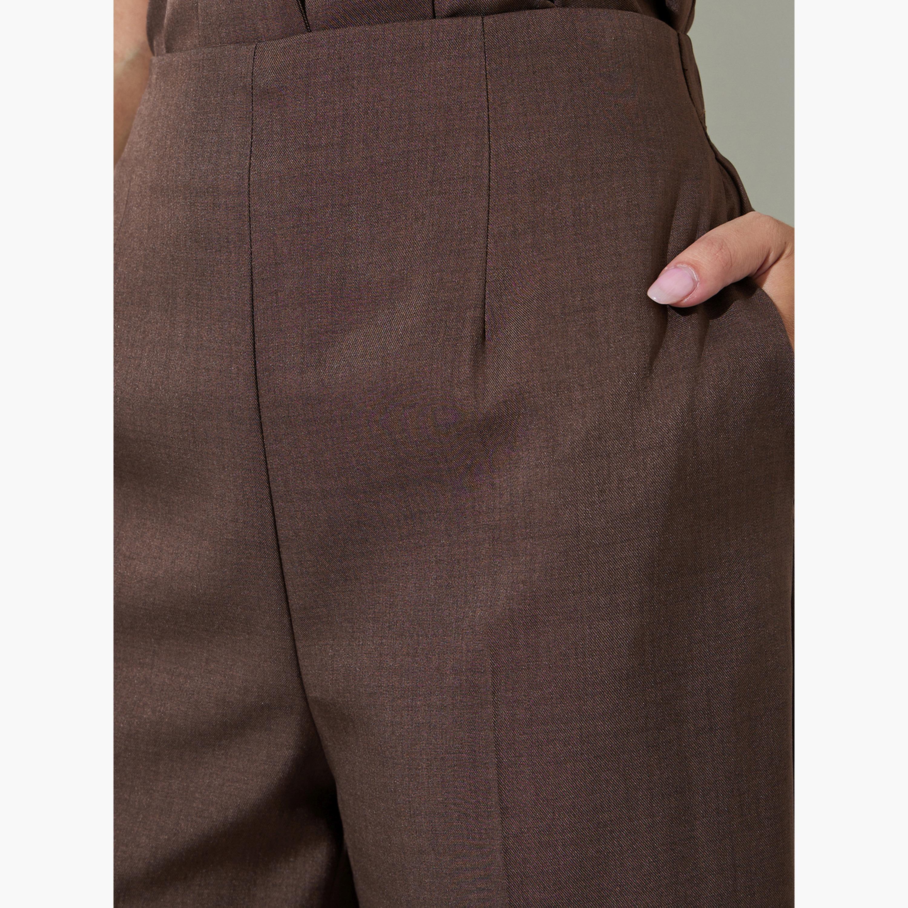 بنطال سادة بأرجل واسعة مع جيب جانبي-women-clothing-bottoms-joggers-image-3