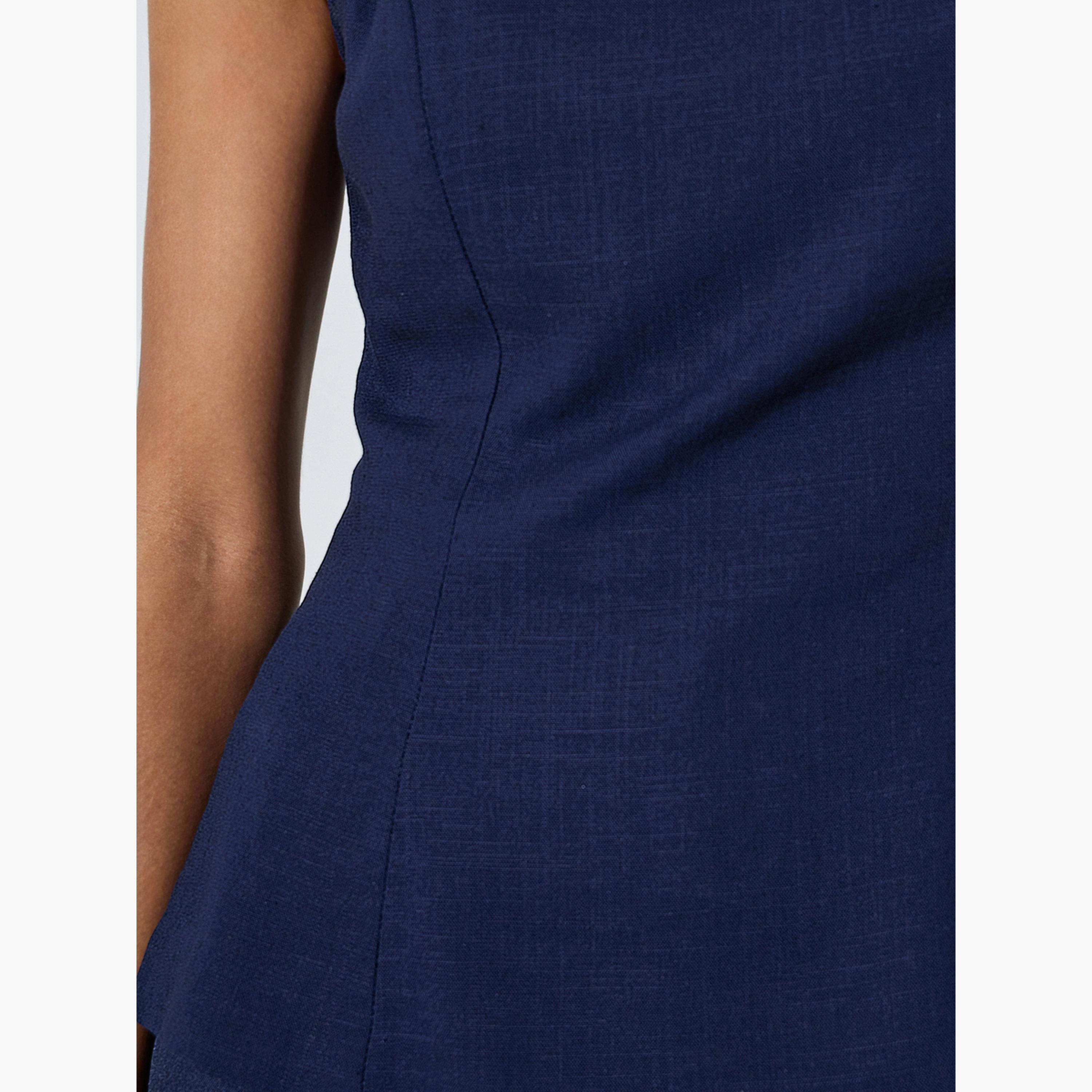 ستايلي - بلوزة زرقاء داكنة بدون أكمام بياقة رياضية-women-clothing-shirtsandblouses-blouses-image-5