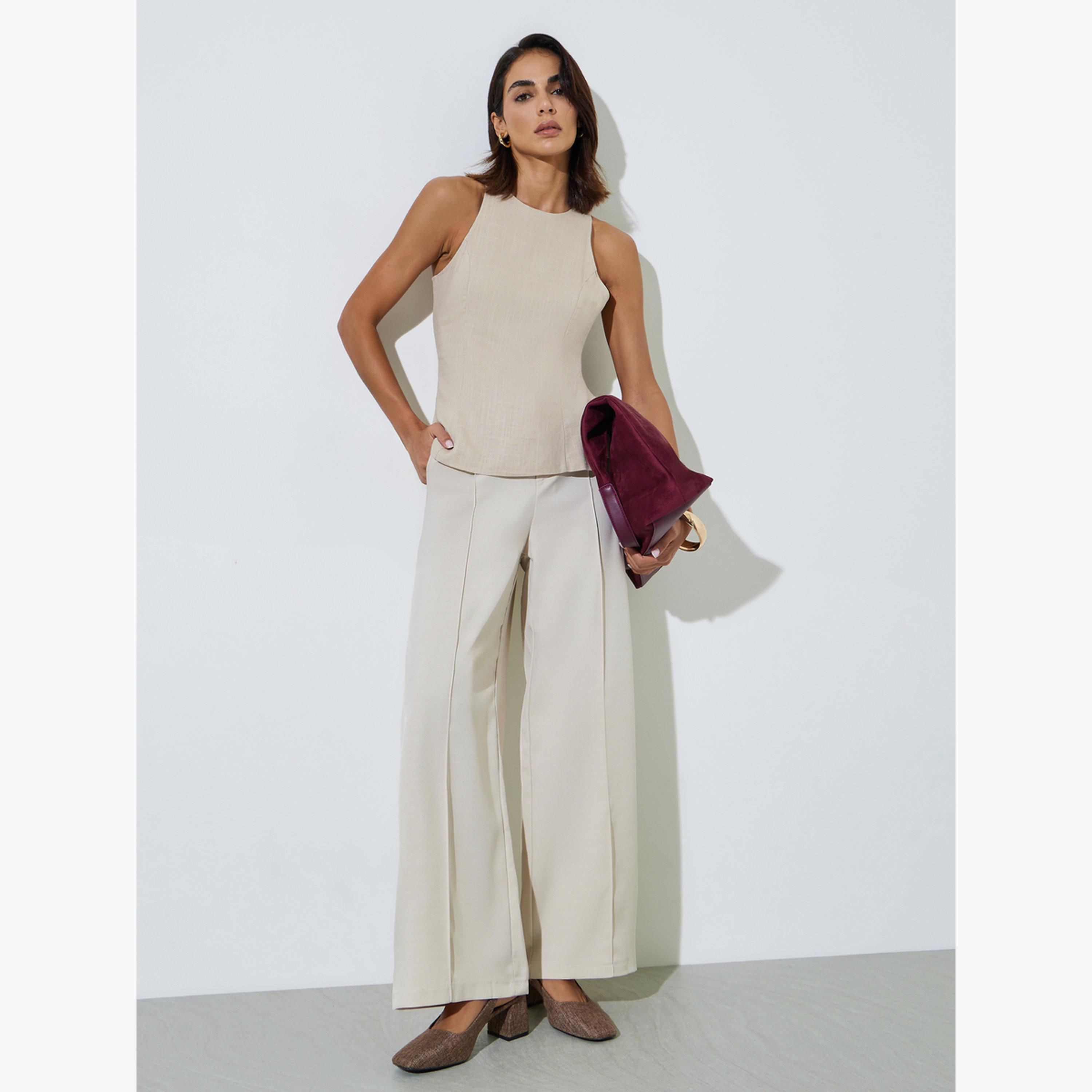 ستايلي - بلوزة بيج بدون أكمام بياقة رياضية-women-clothing-shirtsandblouses-blouses-image-2
