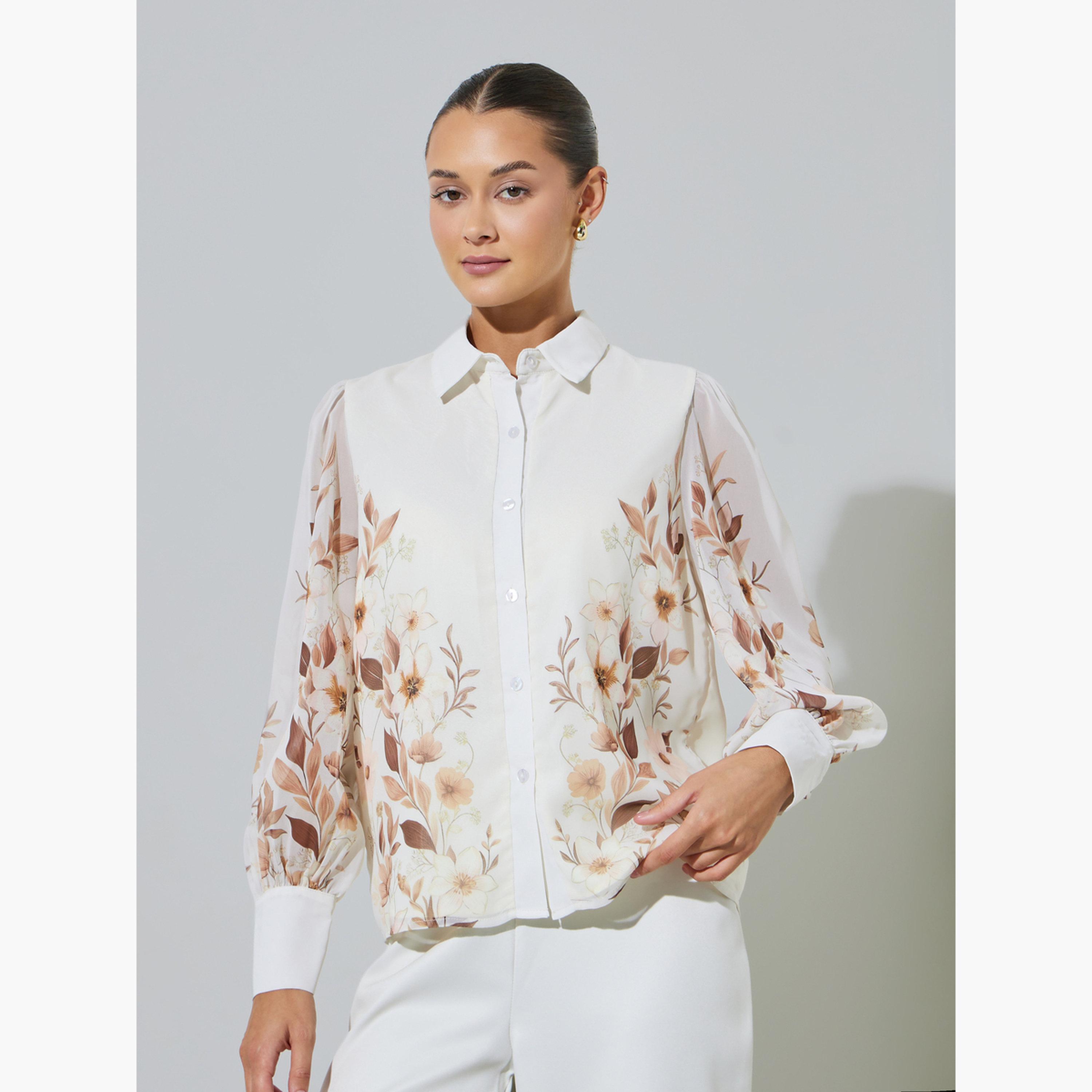 بلوزة شيفون أكمام طويلة وطبعة زهور-women-clothing-shirtsandblouses-shirts-image-1
