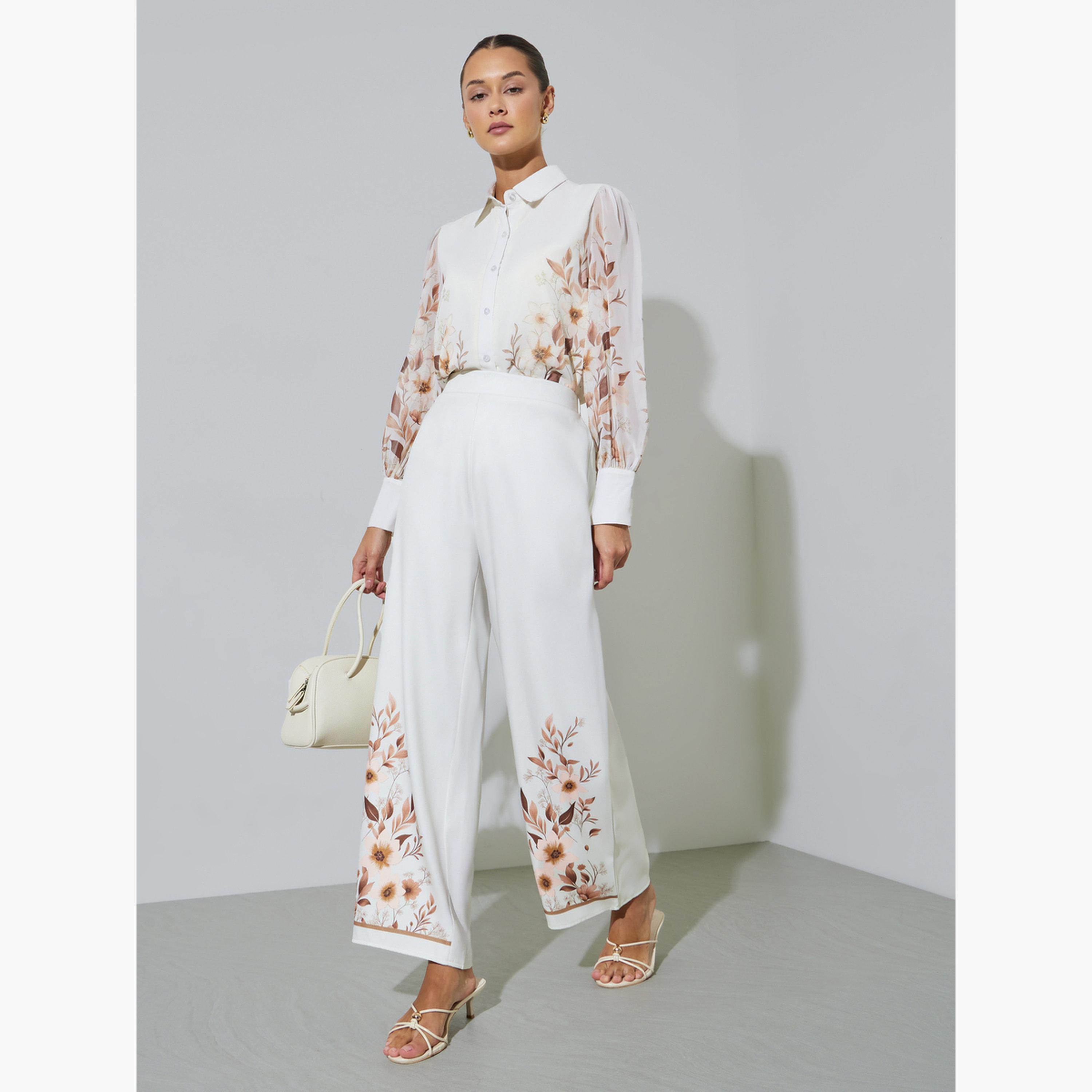 Styli Off White Floral Print Straight Fit Pants-women-clothing-bottoms-joggers-image-2