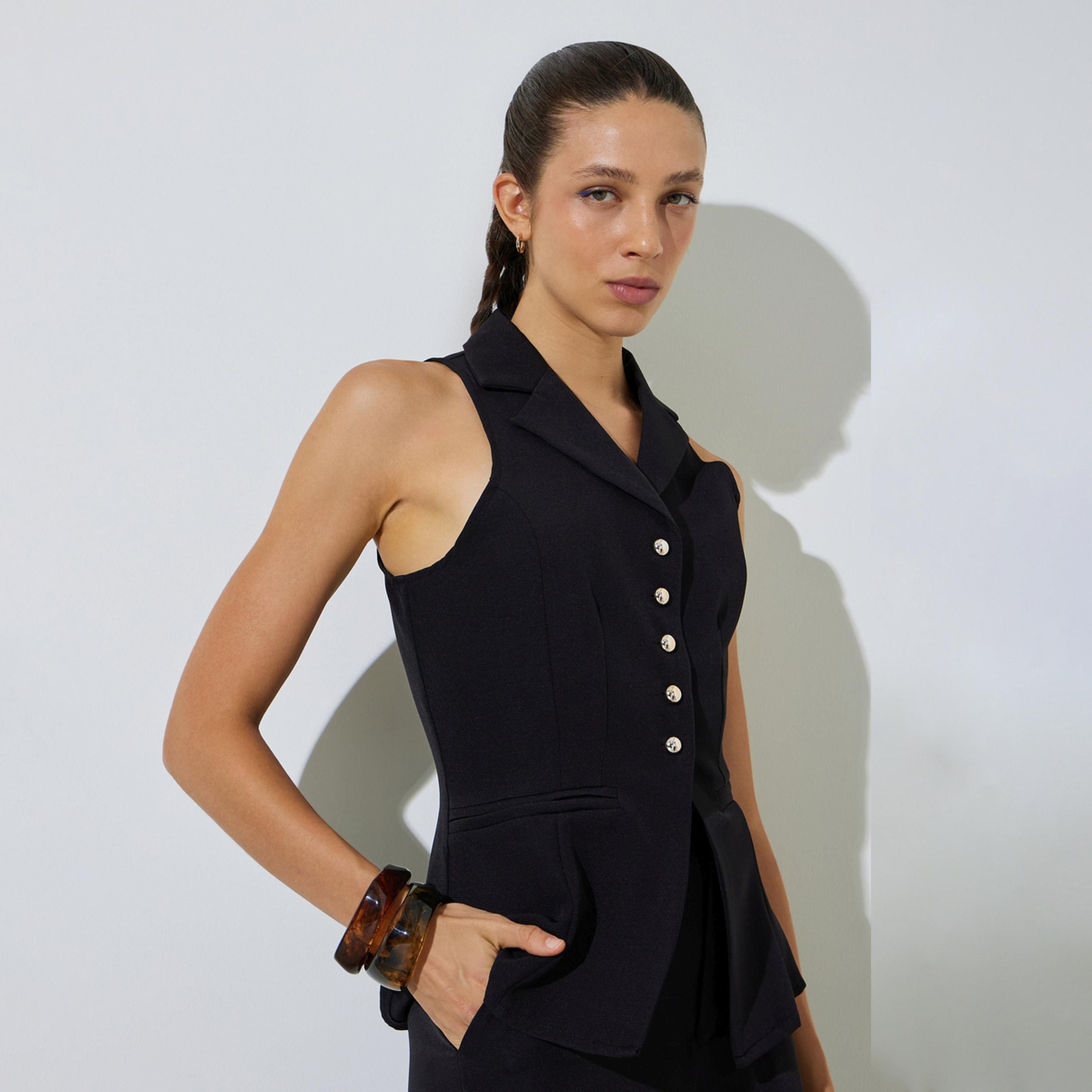 ستايلي - صدرية سوداء بياقة سباق-women-clothing-shirtsandblouses-blouses-image-1