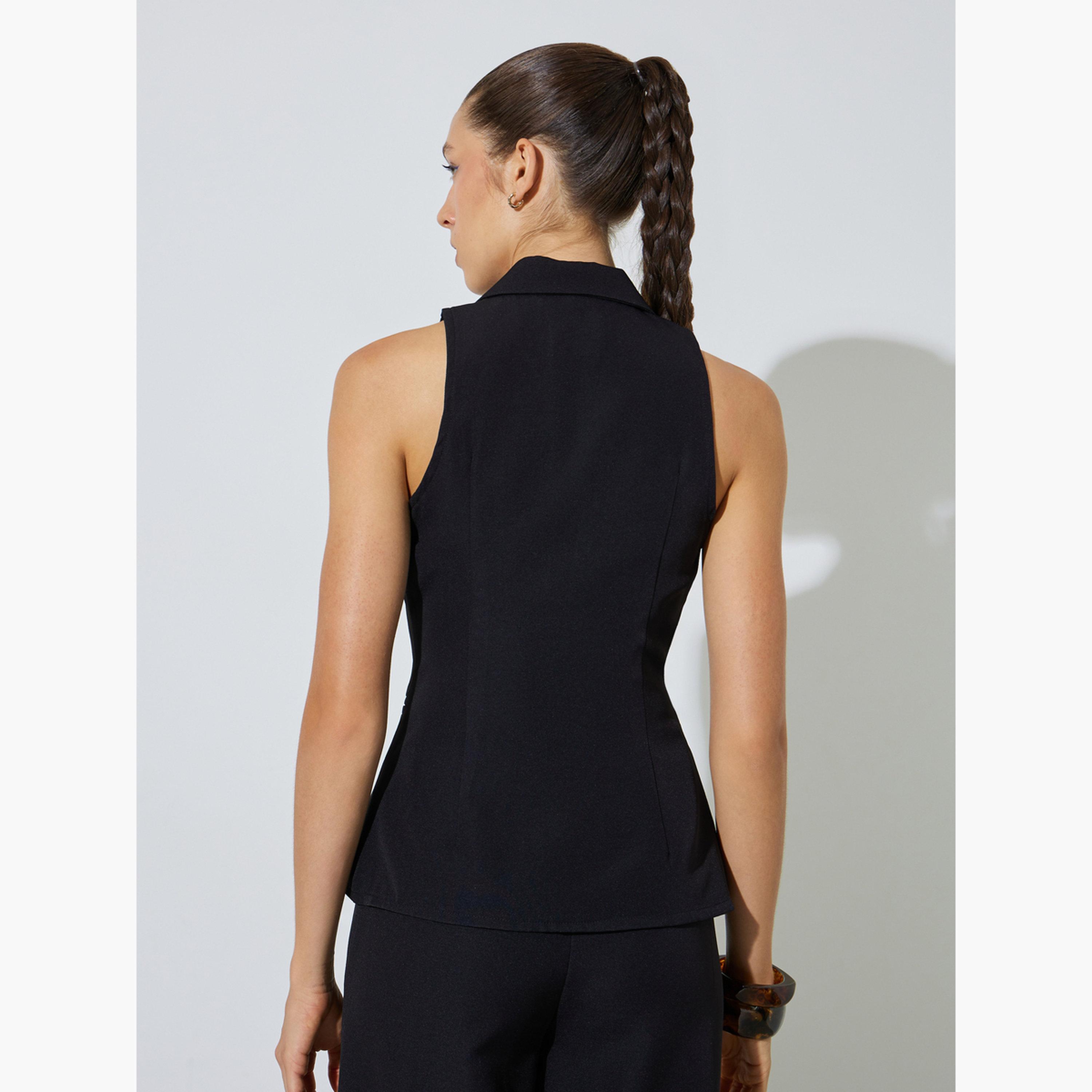ستايلي - صدرية سوداء بياقة سباق-women-clothing-shirtsandblouses-blouses-image-4