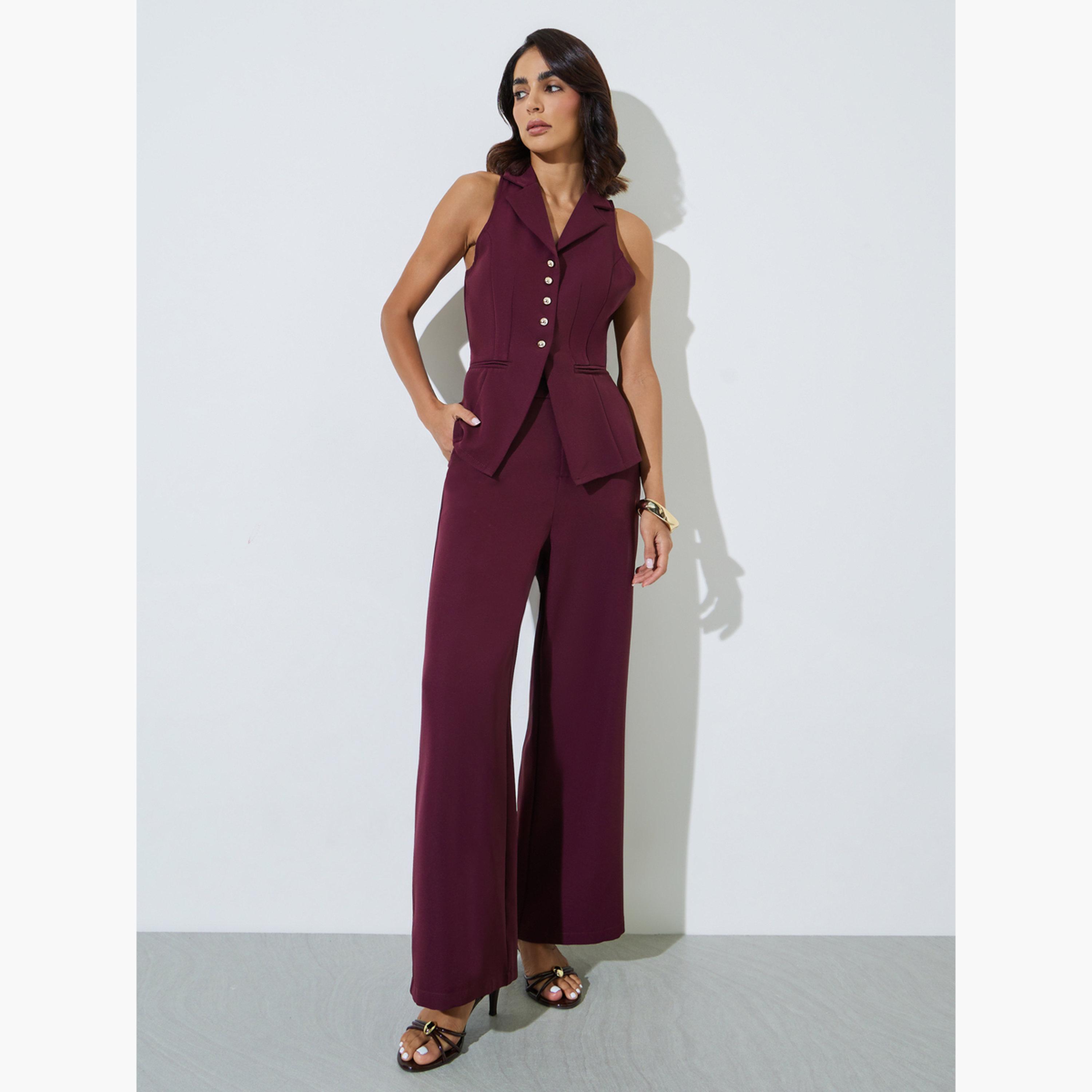 ستايلي - صدرية برقبة سباق بلون بورغندي-women-clothing-shirtsandblouses-blouses-image-2
