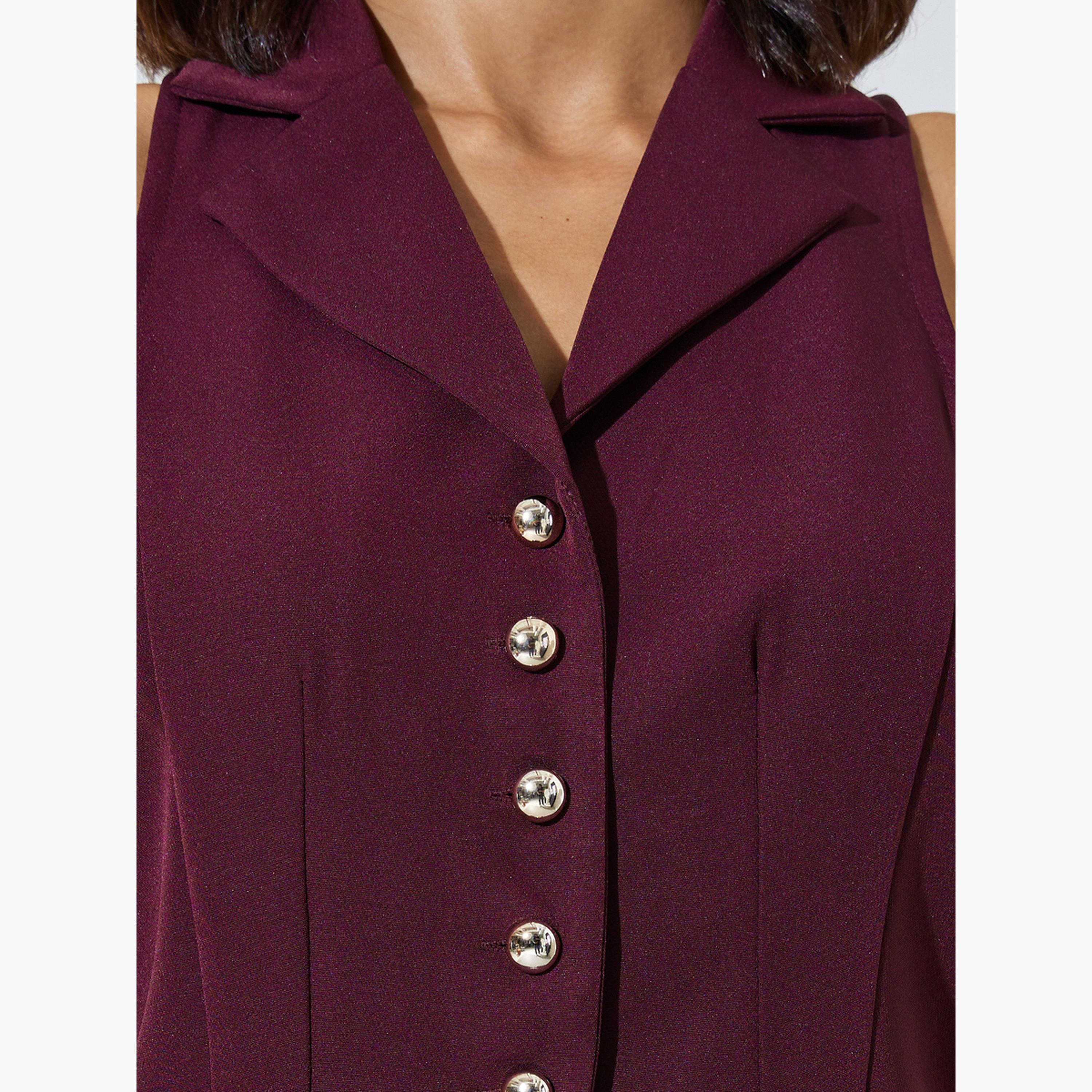 ستايلي - صدرية برقبة سباق بلون بورغندي-women-clothing-shirtsandblouses-blouses-image-4