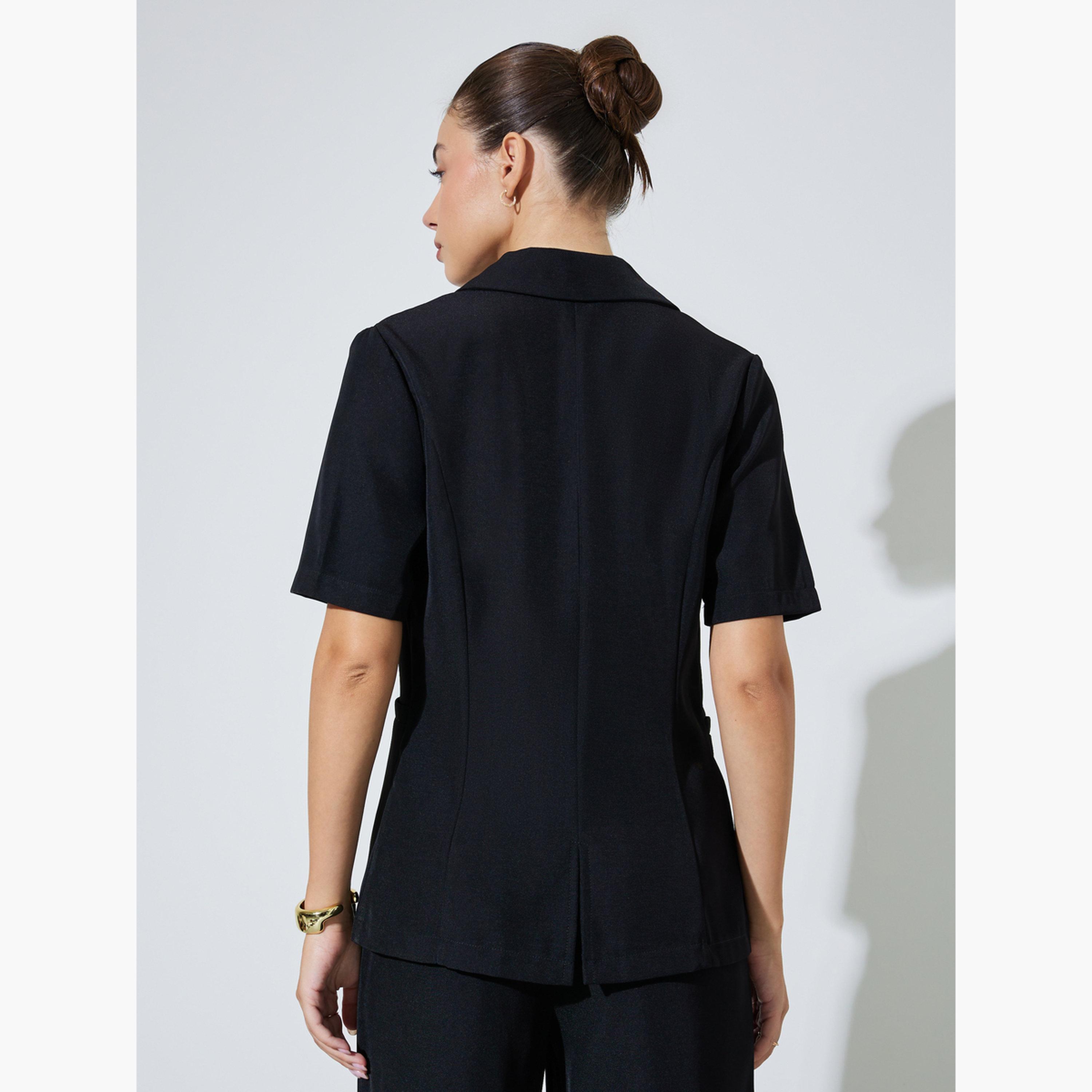 Styli Black Notch Lapel Blazer Top-women-clothing-shirtsandblouses-blouses-image-3