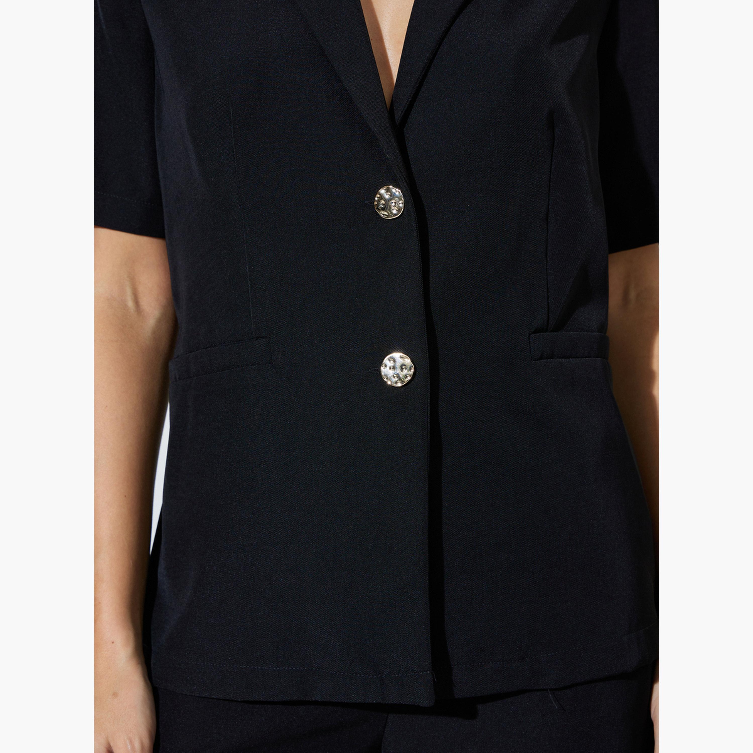 Styli Black Notch Lapel Blazer Top-women-clothing-shirtsandblouses-blouses-image-4