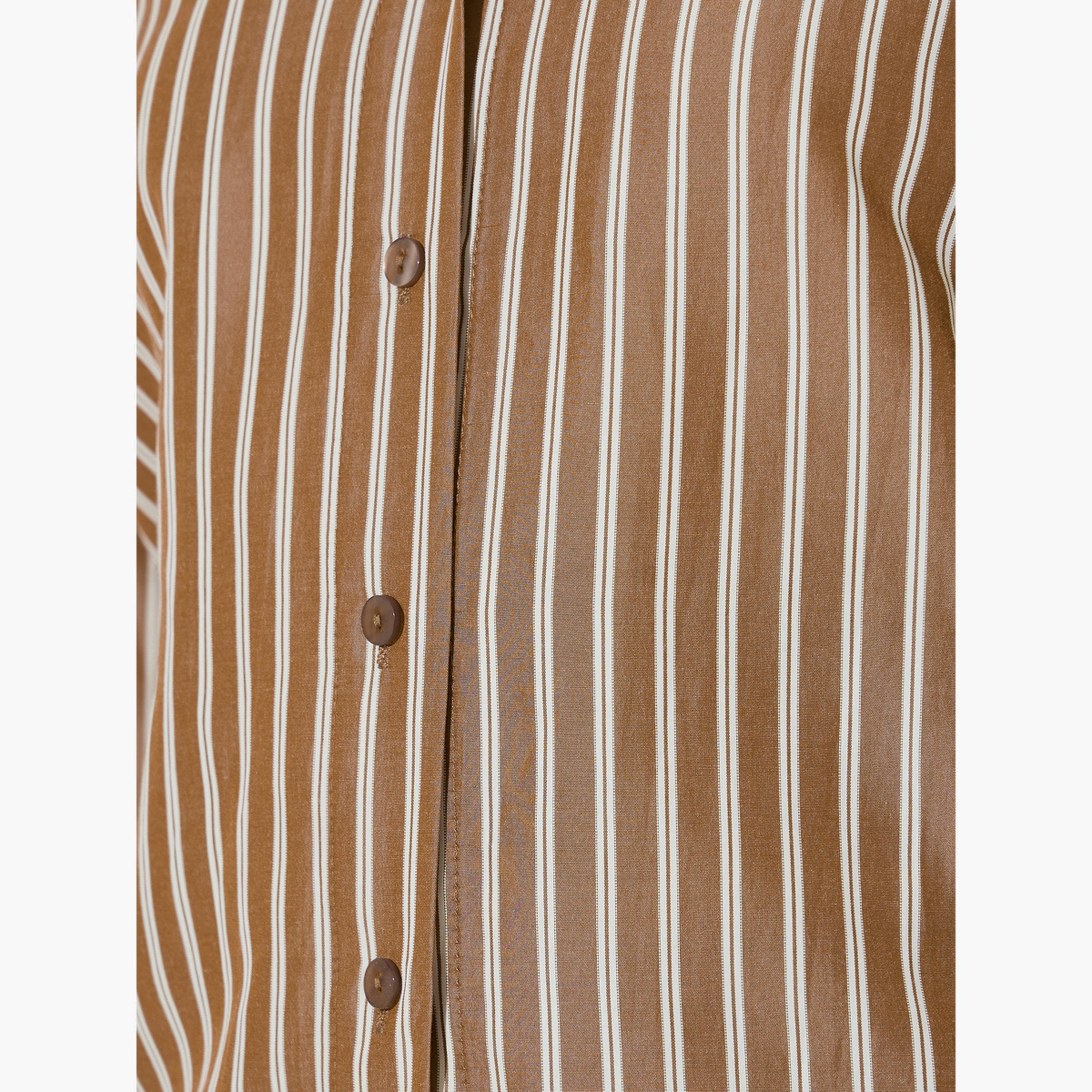 ستايلي - قميص بني مخطط بأكمام طويلة-women-clothing-shirtsandblouses-shirts-image-5