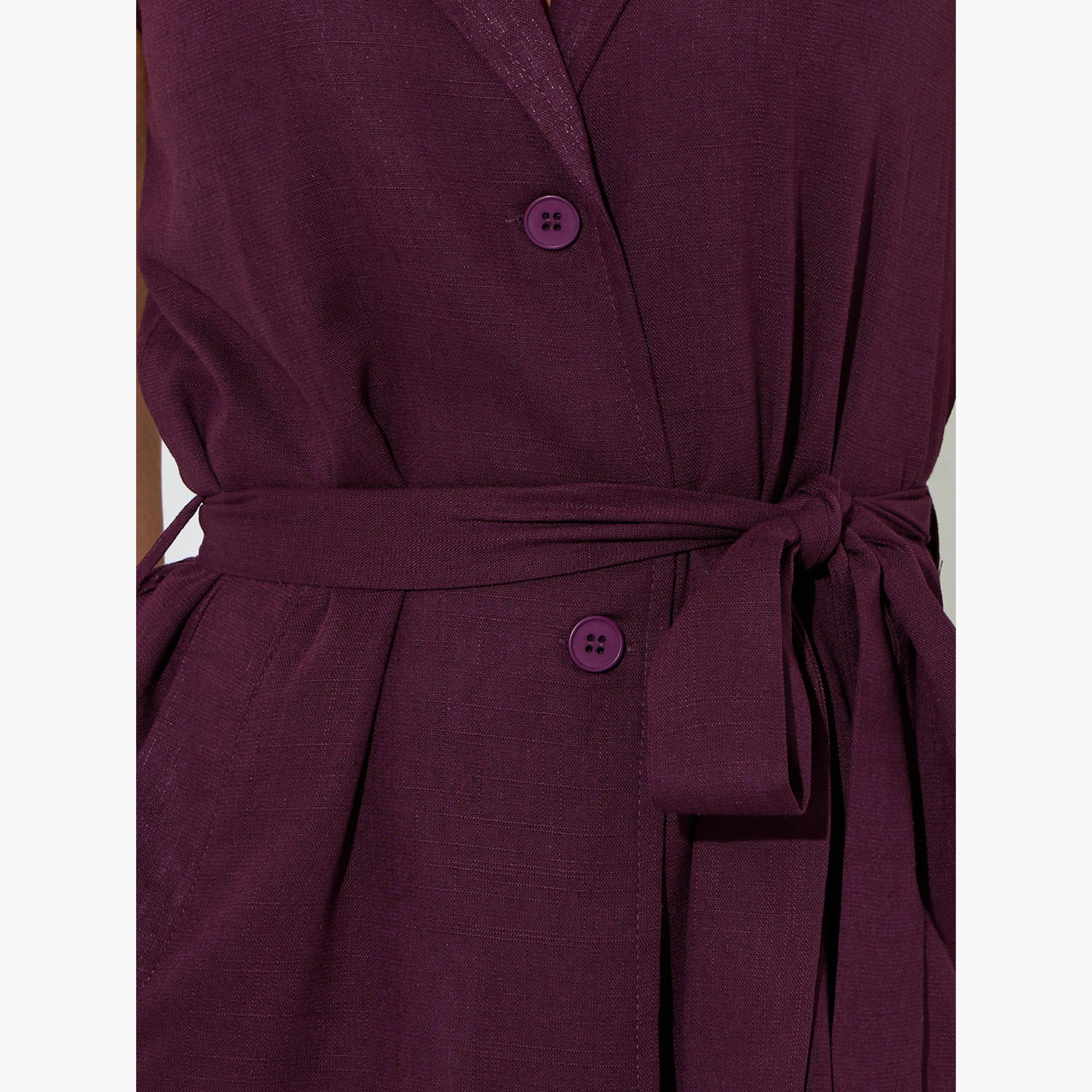 بلوزة عنابي بتصميم صدرية بلا أكمام مع حزام-women-clothing-shirtsandblouses-blouses-image-4
