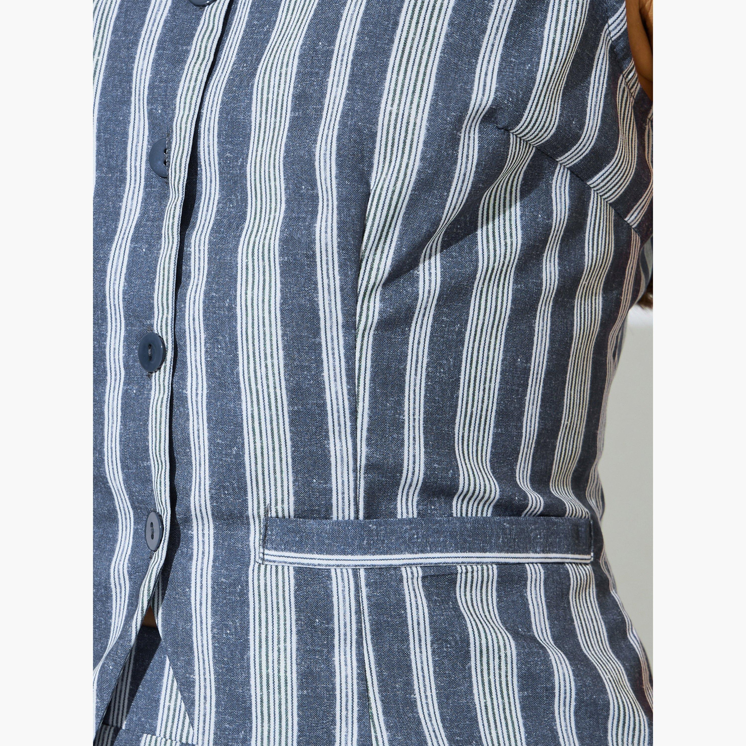 جيليه مخطط بلا أكمام بتفاصيل جيوب-women-clothing-shirtsandblouses-blouses-image-5