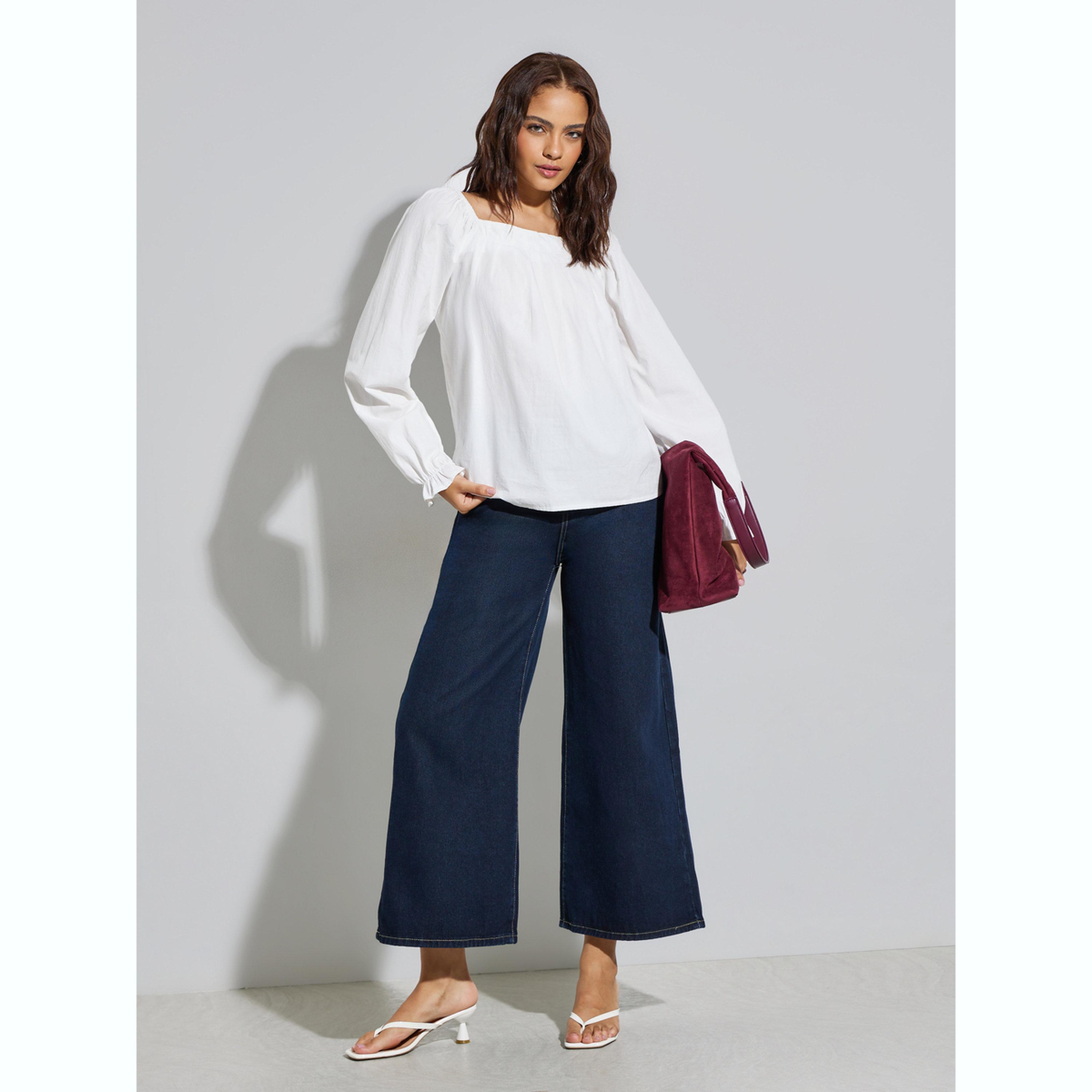بلوزة بأكمام طويلة وياقة مربعة-women-clothing-shirtsandblouses-blouses-image-2