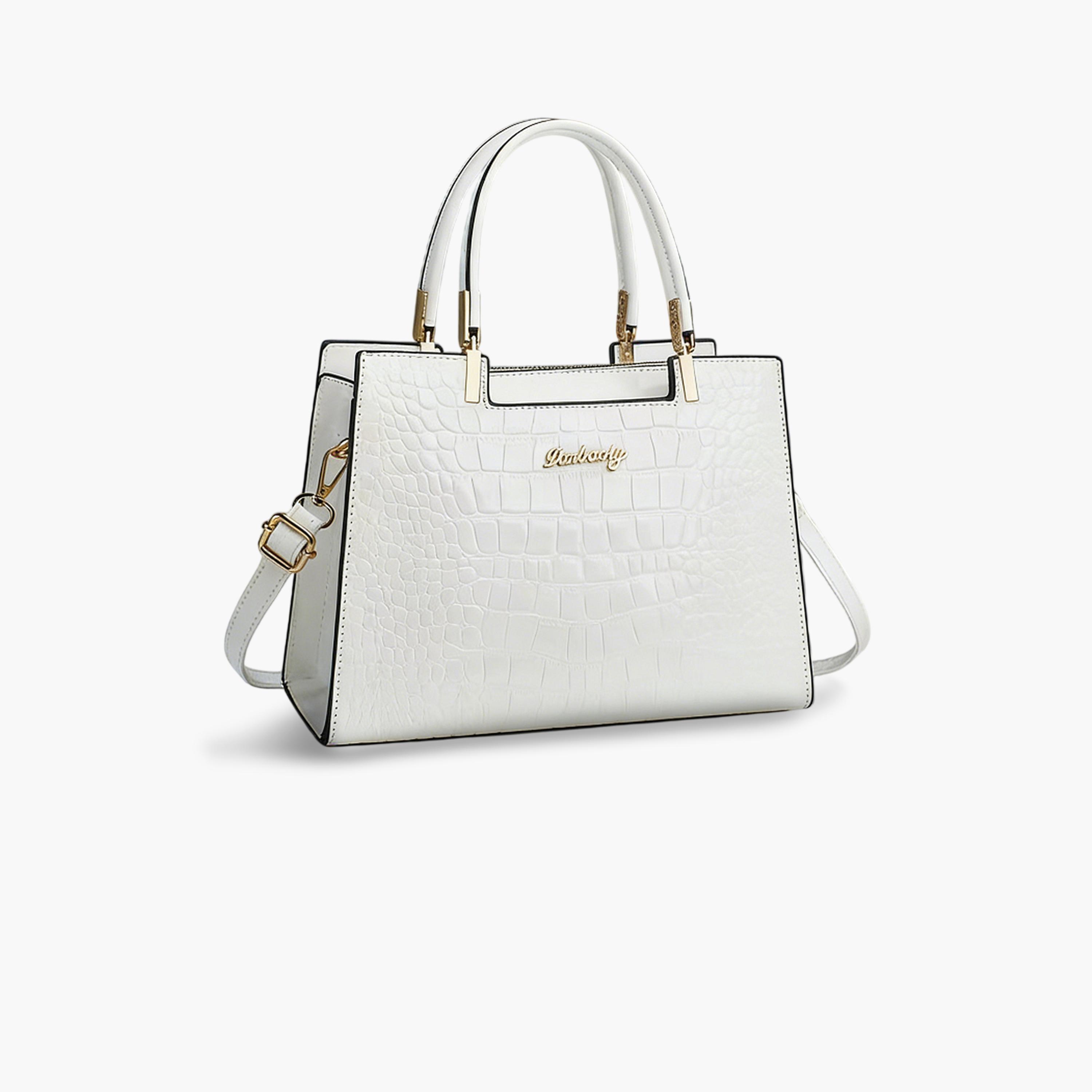 Take Two White Croc-Embossed Handbag-women-bagsandwallets-handbags-image-1