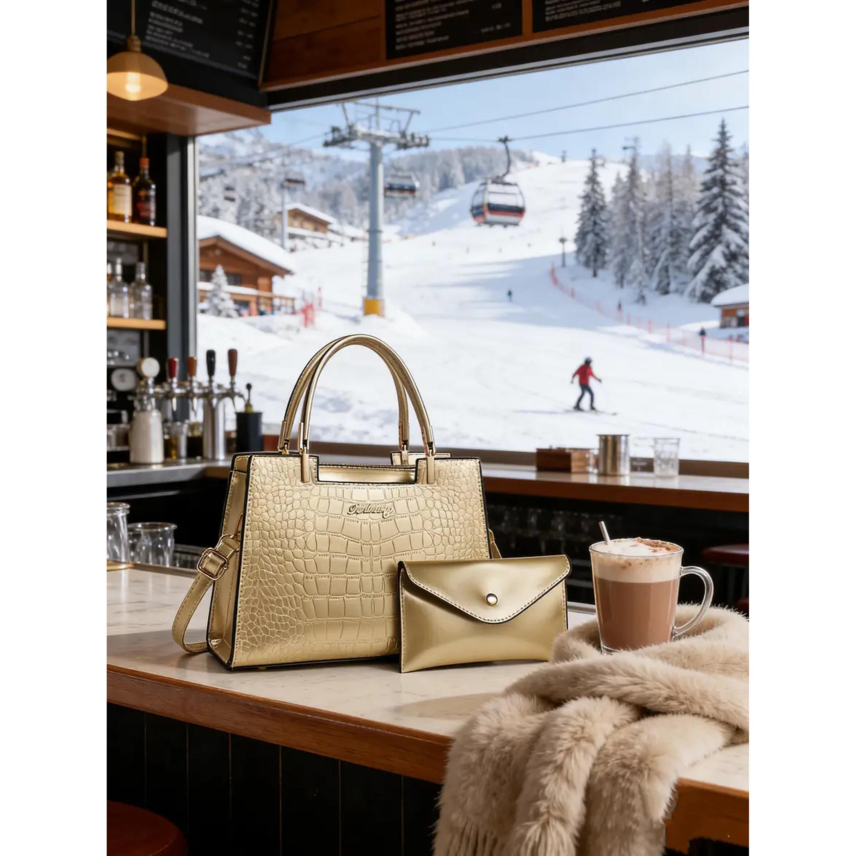 شنطة يد بنمط جلد التمساح مع محفظة-women-bagsandwallets-handbags-image-3