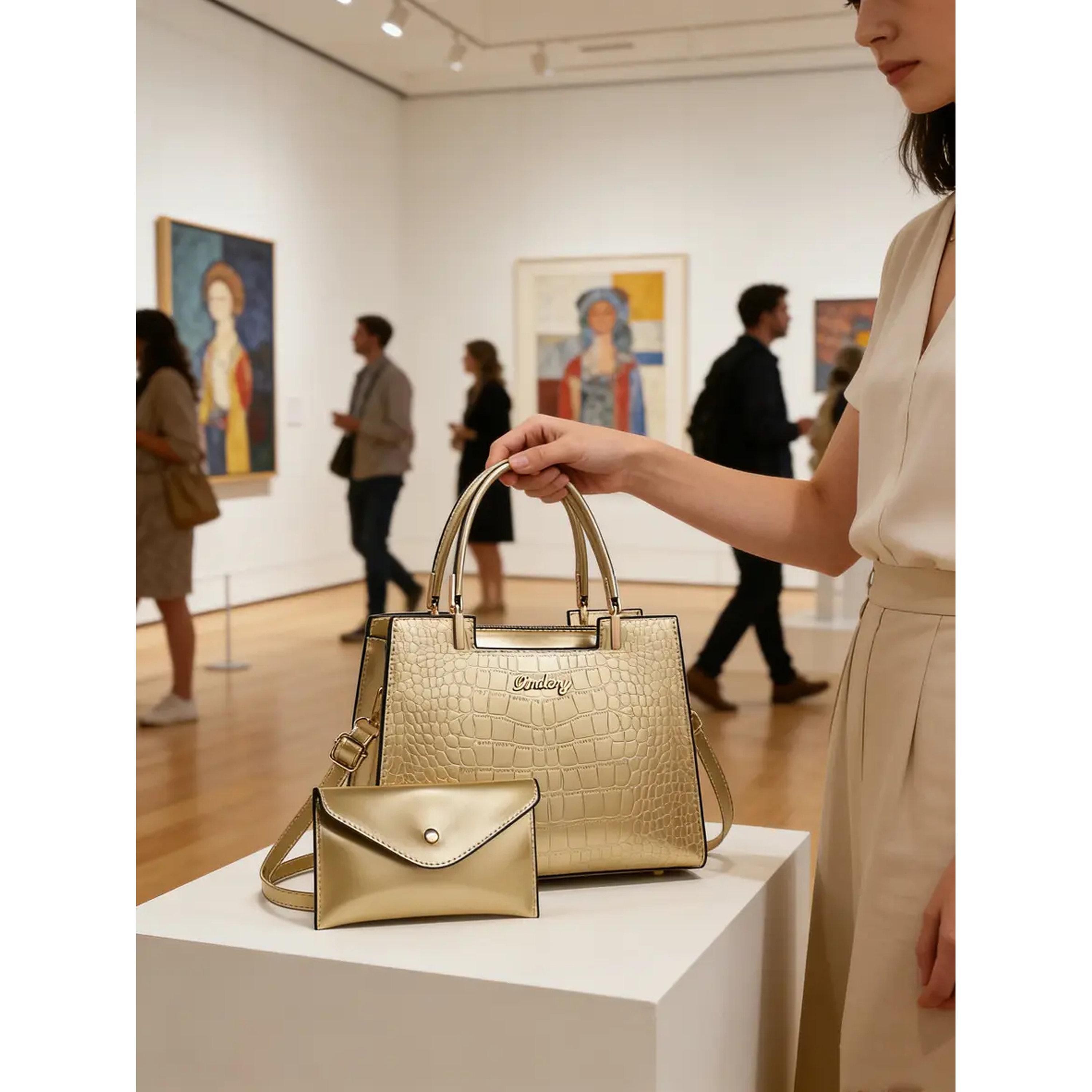 شنطة يد بنمط جلد التمساح مع محفظة-women-bagsandwallets-handbags-image-5