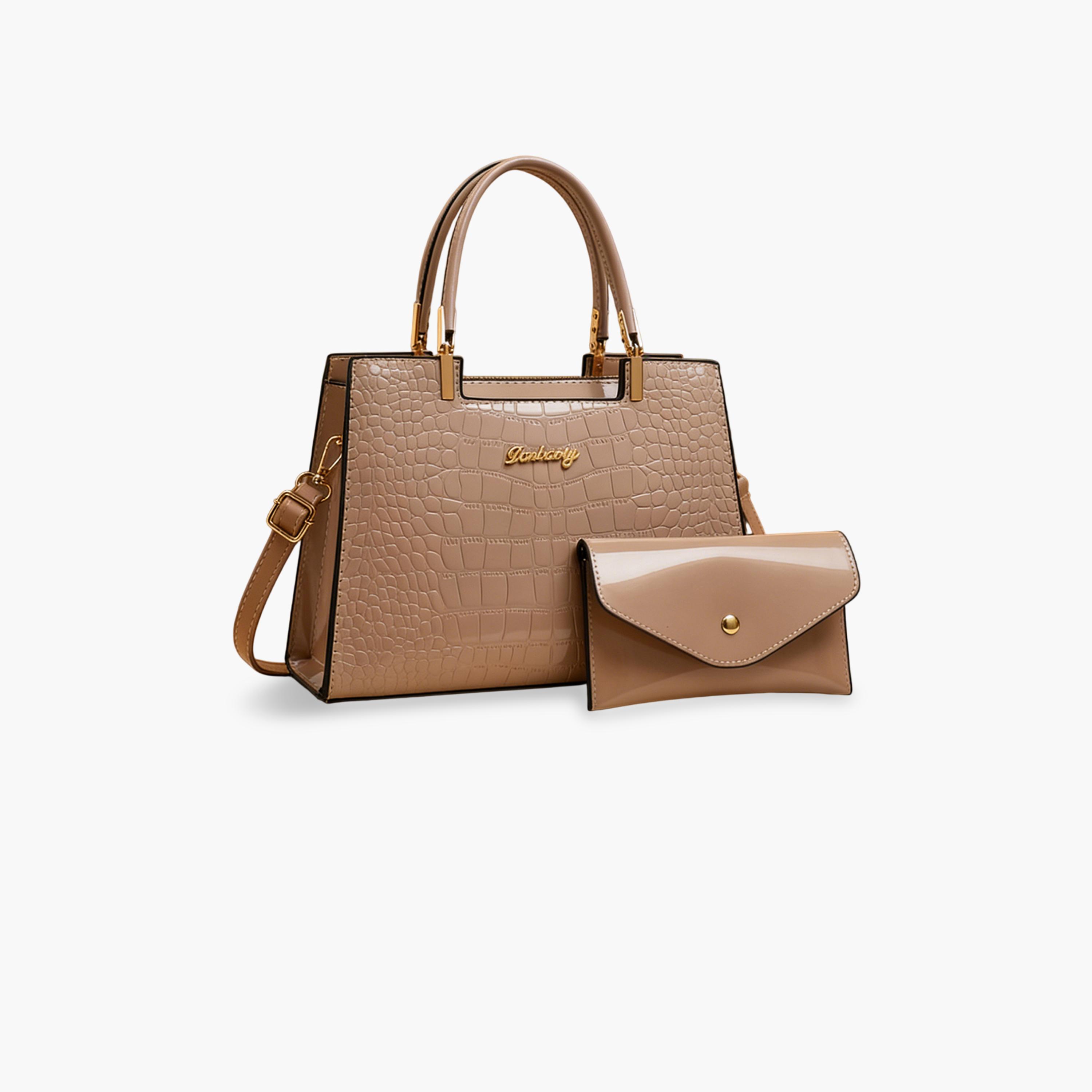 شنطة يد بنمط جلد التمساح مع محفظة-women-bagsandwallets-handbags-image-1