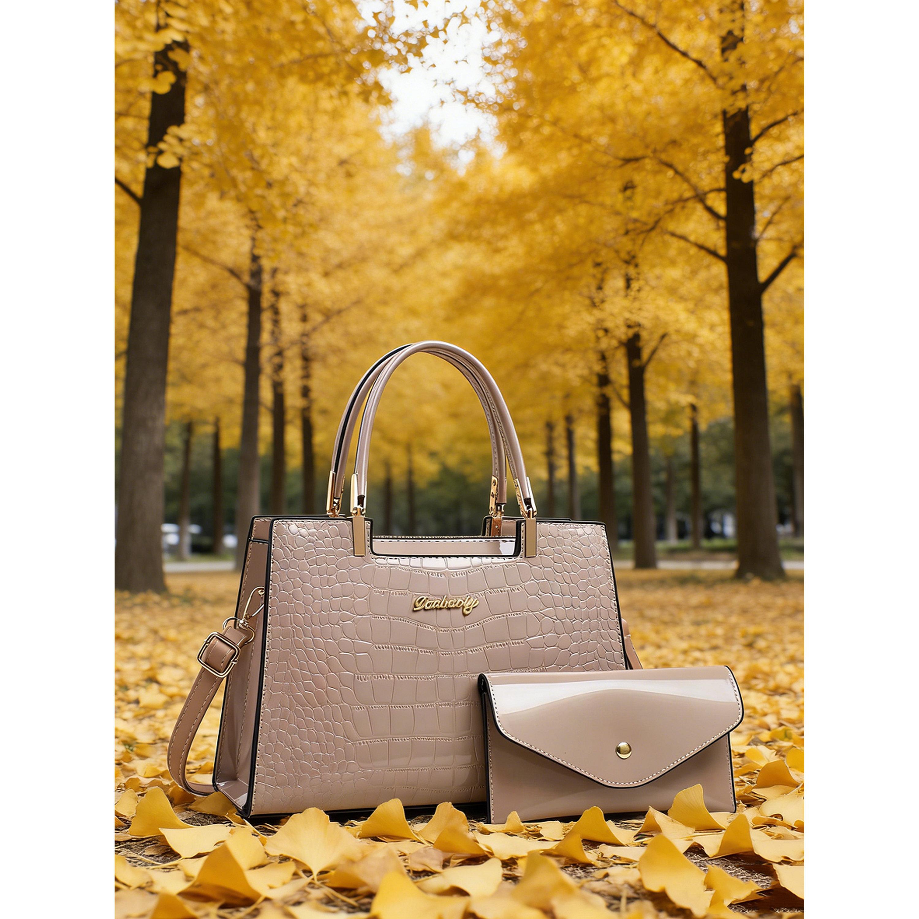 شنطة يد بنمط جلد التمساح مع محفظة-women-bagsandwallets-handbags-image-2