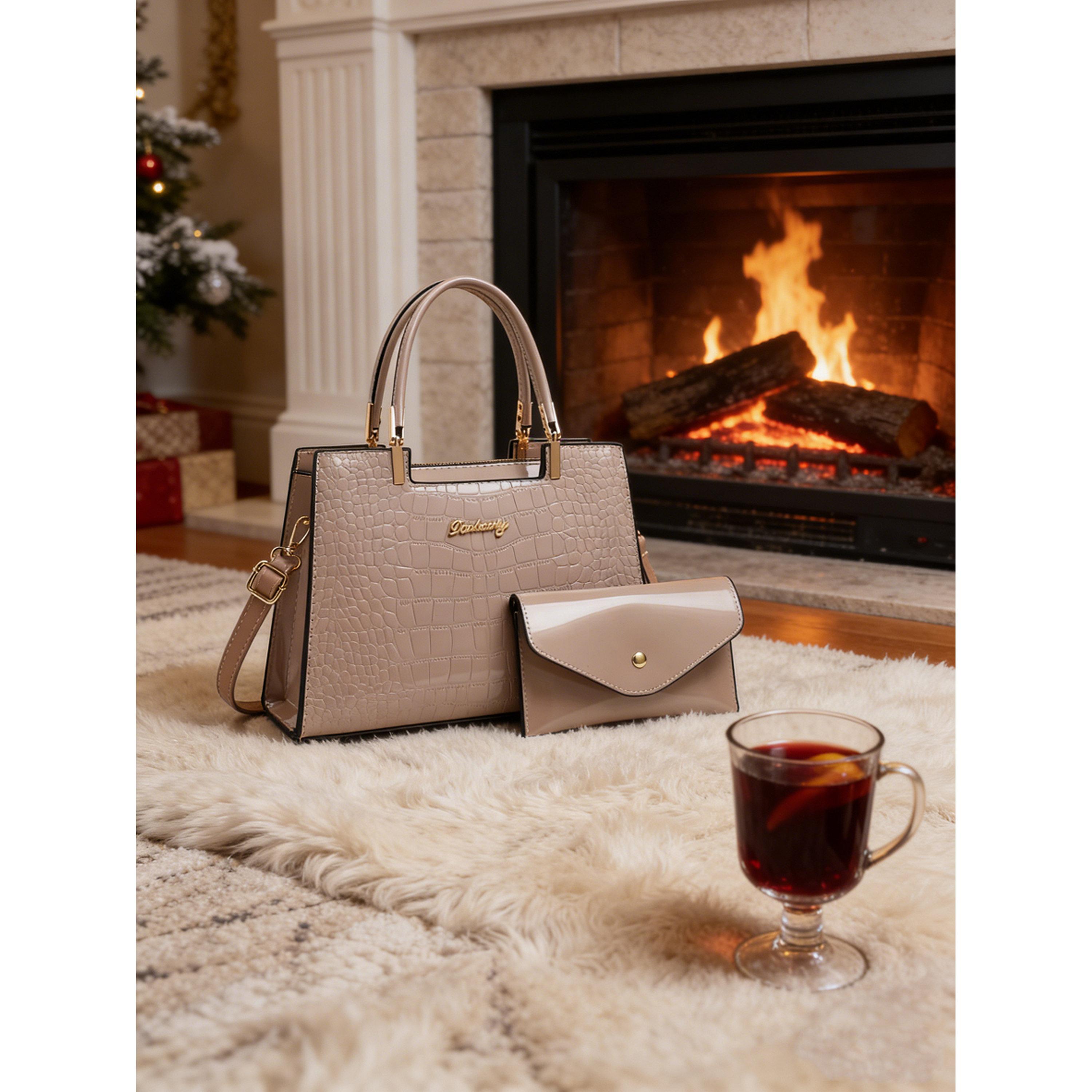 شنطة يد بنمط جلد التمساح مع محفظة-women-bagsandwallets-handbags-image-3