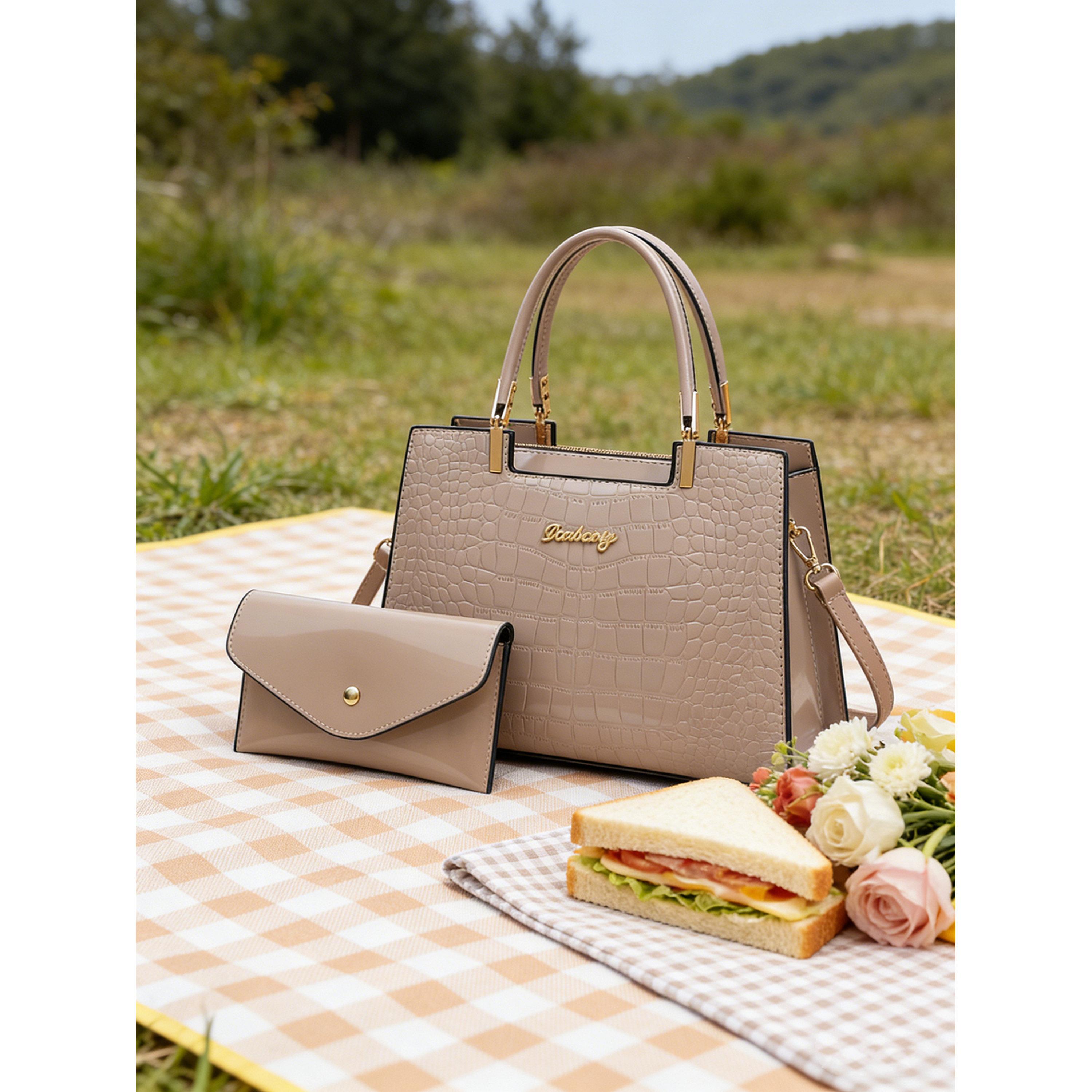 شنطة يد بنمط جلد التمساح مع محفظة-women-bagsandwallets-handbags-image-4