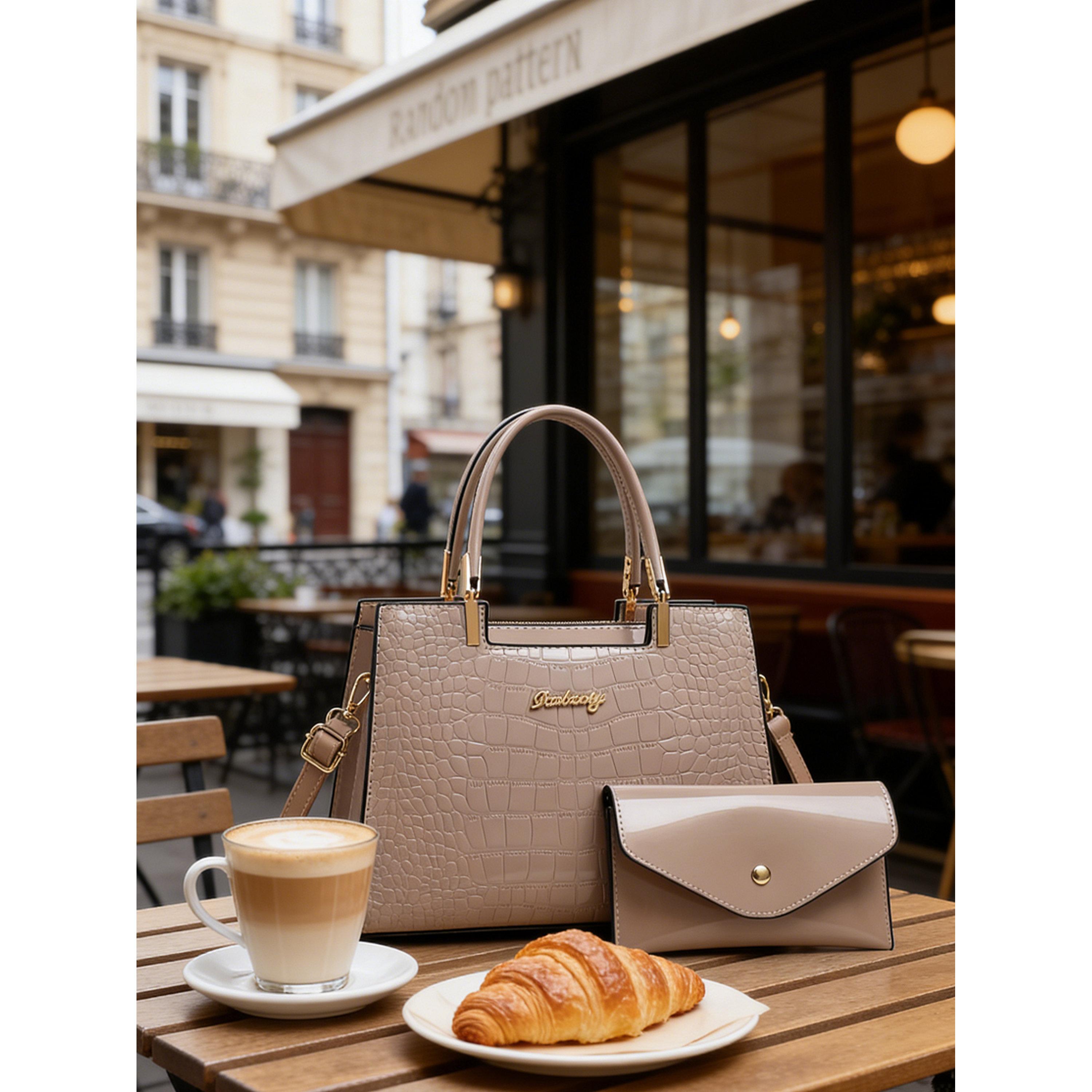 شنطة يد بنمط جلد التمساح مع محفظة-women-bagsandwallets-handbags-image-5