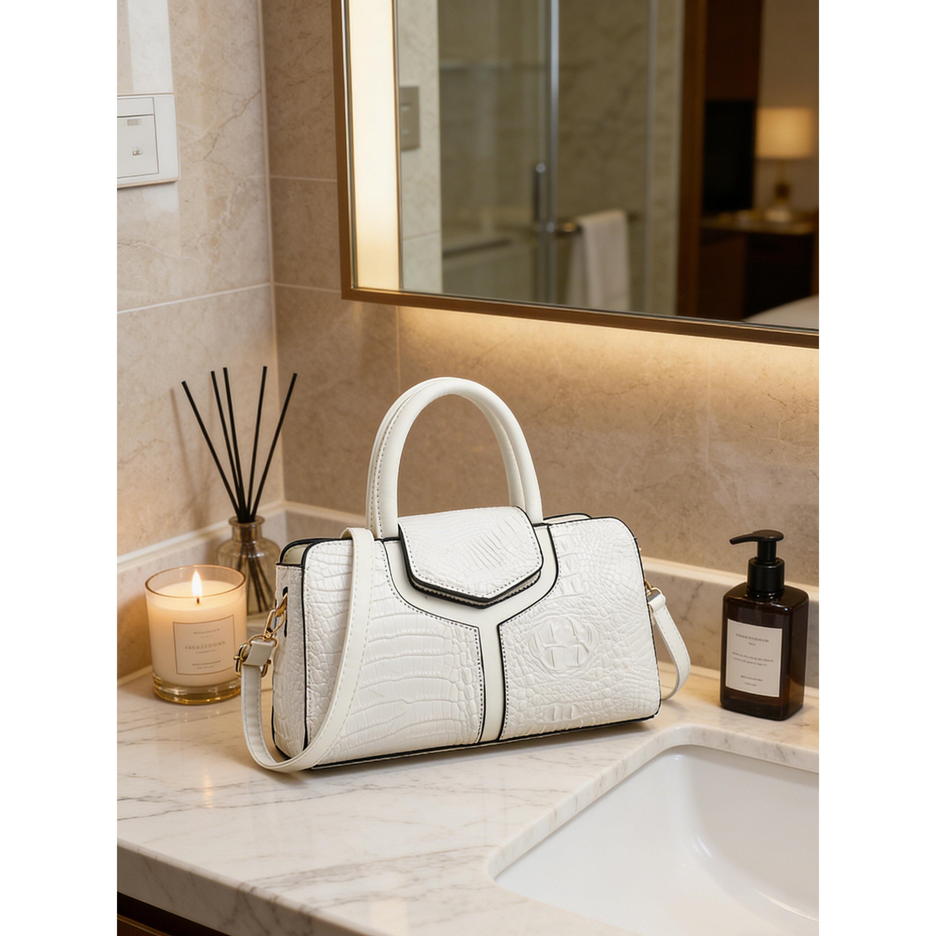 Take Two White Croc-Embossed Handbag-women-bagsandwallets-handbags-image-2