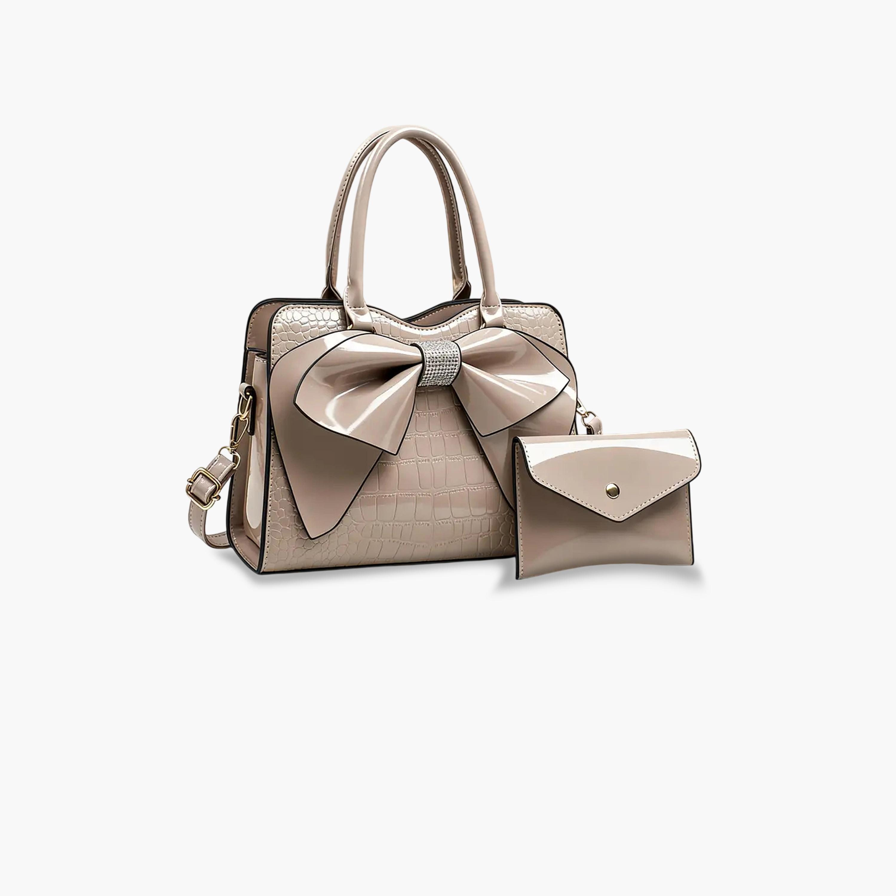 شنطة يد بعقدة بنمط جلد التمساح مع محفظة-women-bagsandwallets-handbags-image-1