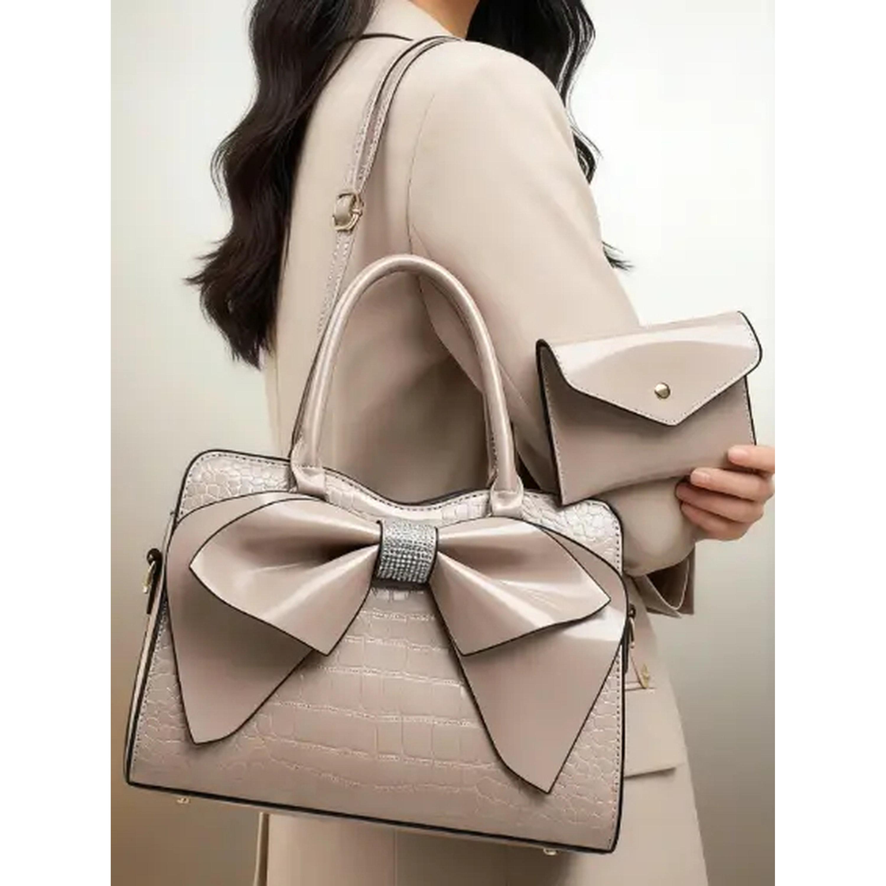 شنطة يد بعقدة بنمط جلد التمساح مع محفظة-women-bagsandwallets-handbags-image-2