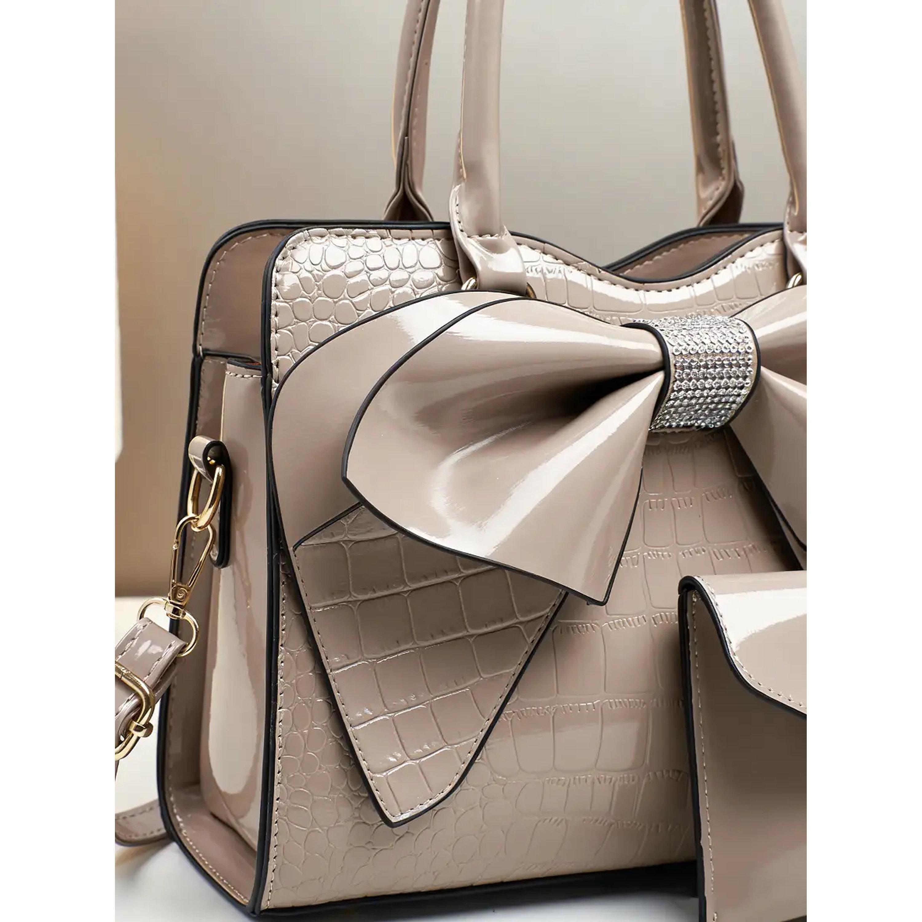 شنطة يد بعقدة بنمط جلد التمساح مع محفظة-women-bagsandwallets-handbags-image-4