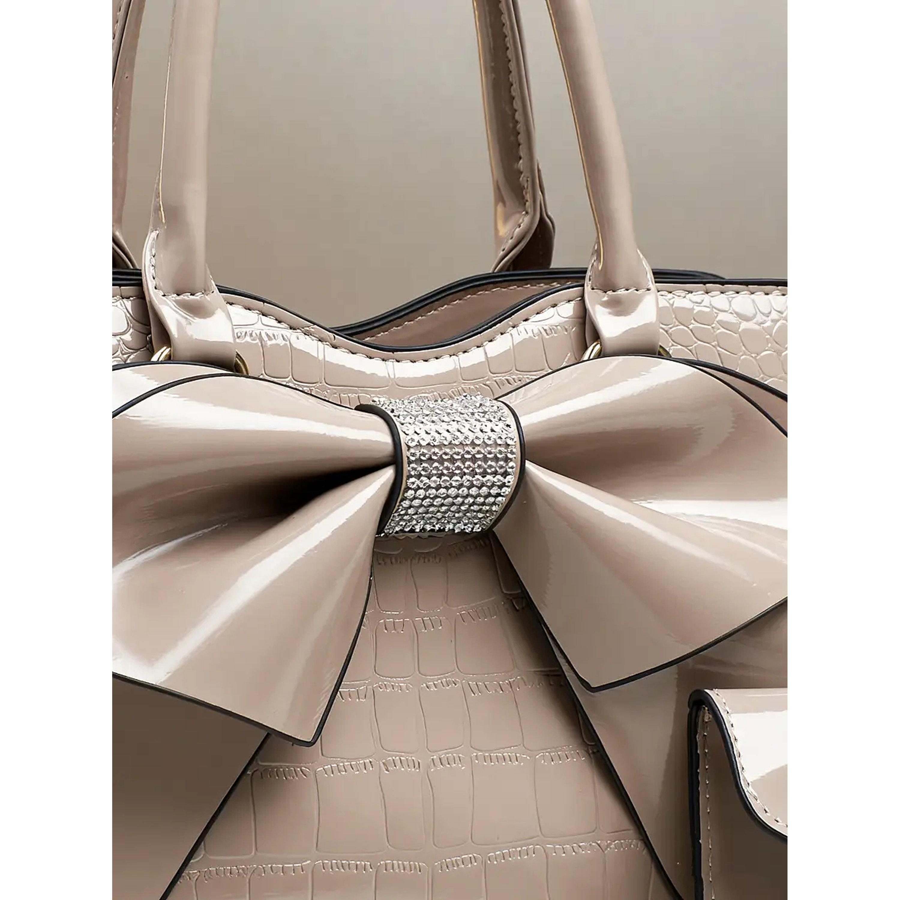 شنطة يد بعقدة بنمط جلد التمساح مع محفظة-women-bagsandwallets-handbags-image-5