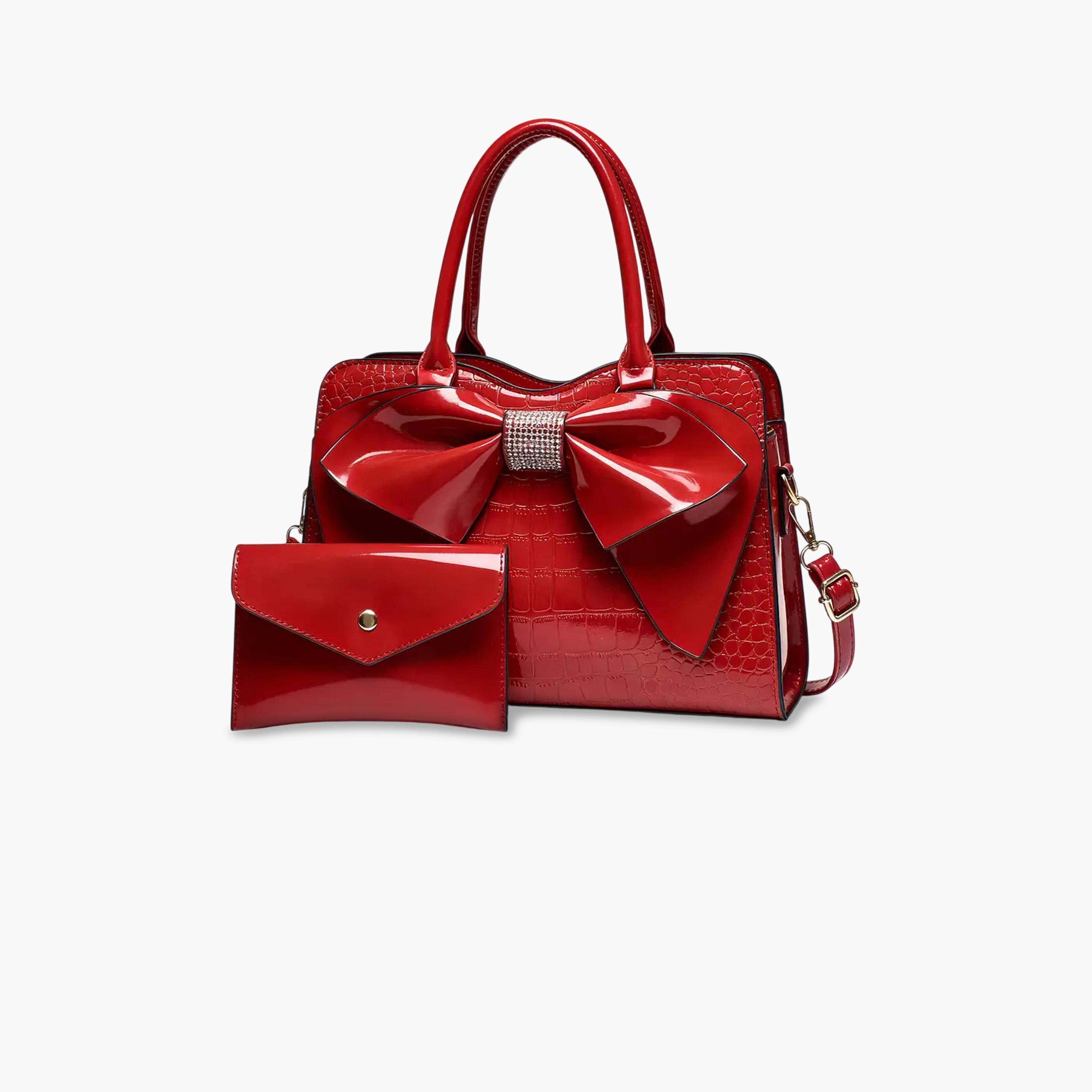 شنطة يد بعقدة بنمط جلد التمساح مع محفظة-women-bagsandwallets-handbags-image-1