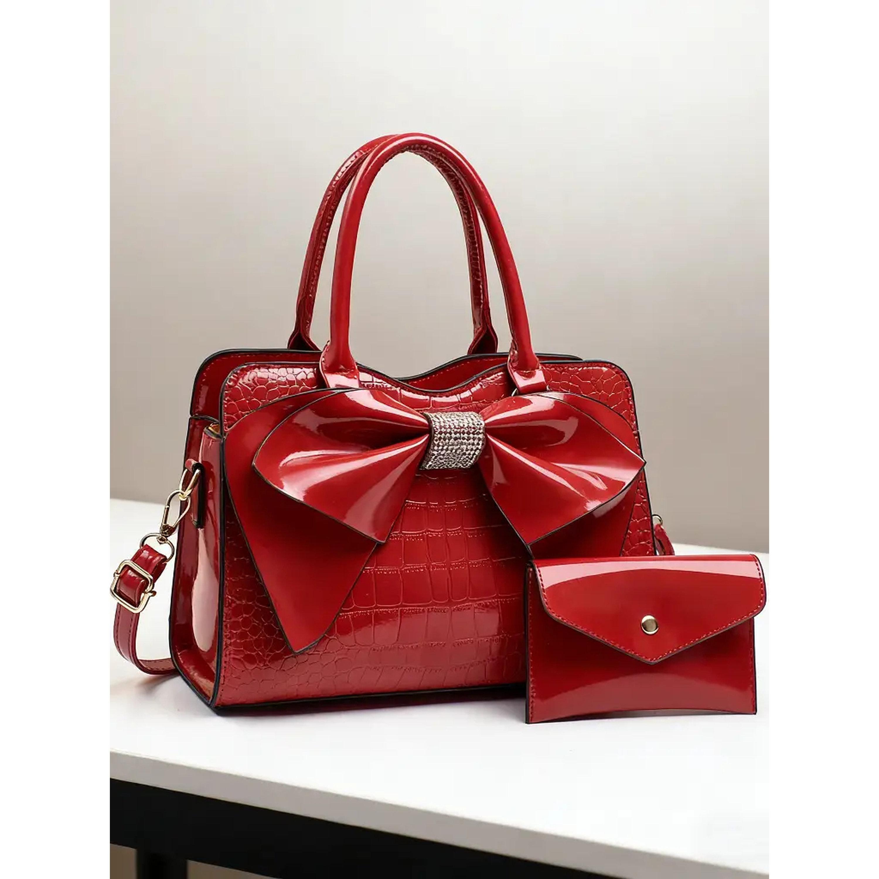 شنطة يد بعقدة بنمط جلد التمساح مع محفظة-women-bagsandwallets-handbags-image-2