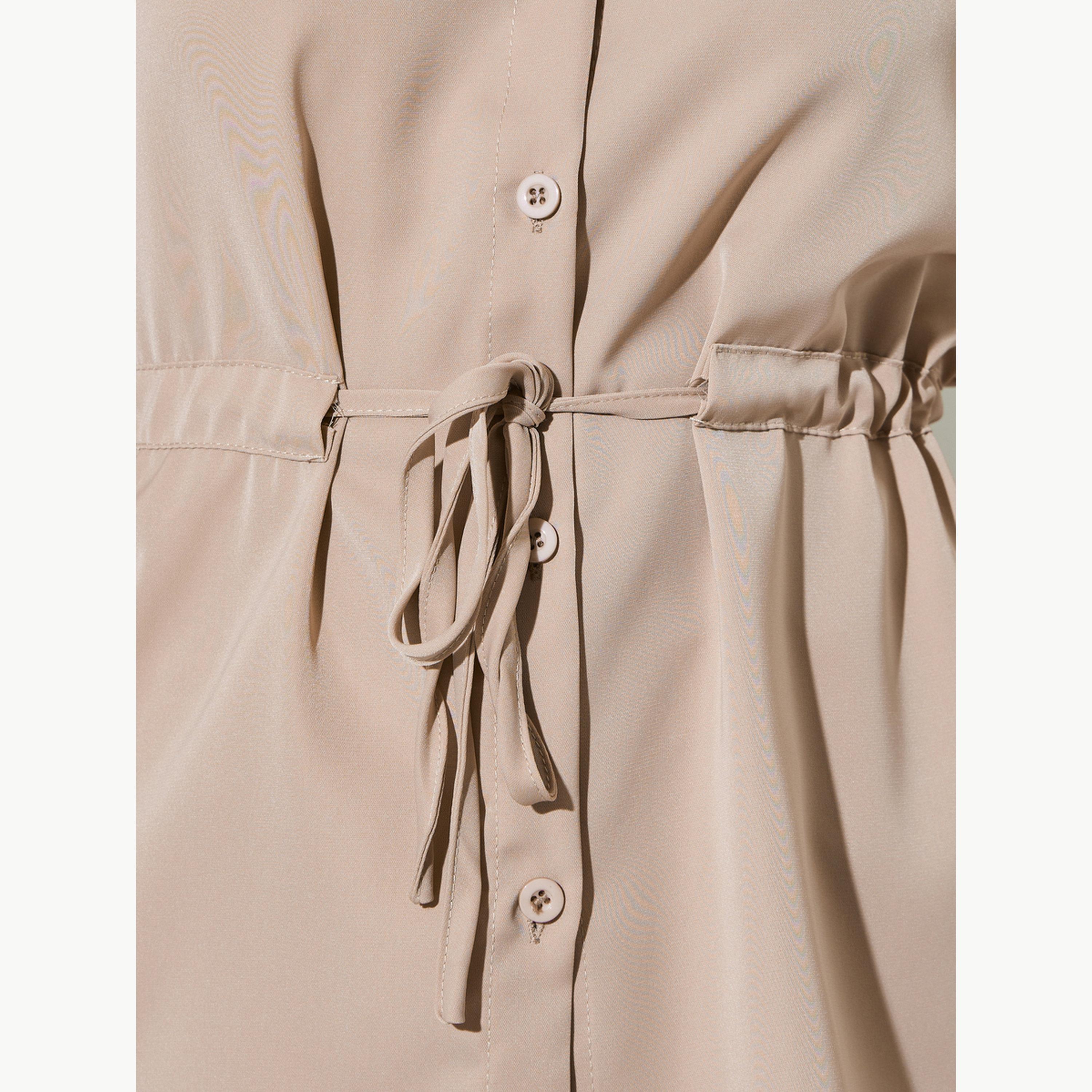 مجموعة من بنطال بأرجل واسعة وبلوزة بخصر برباط-women-clothing-coordsets-image-5