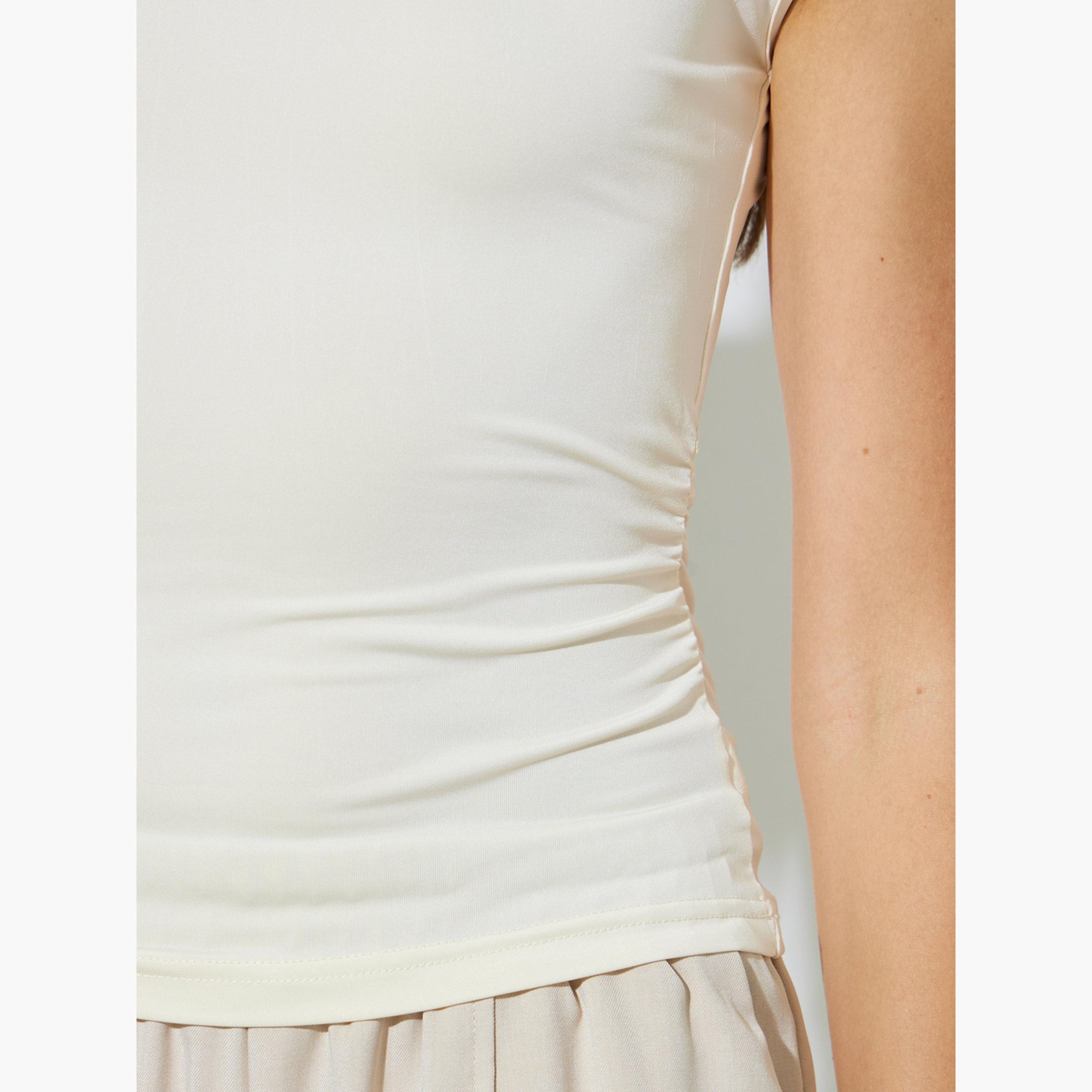 ستايلي - تيشيرت بيج ضيق بأكمام قصيرة ورقبة دائرية-women-clothing-tshirts-image-5