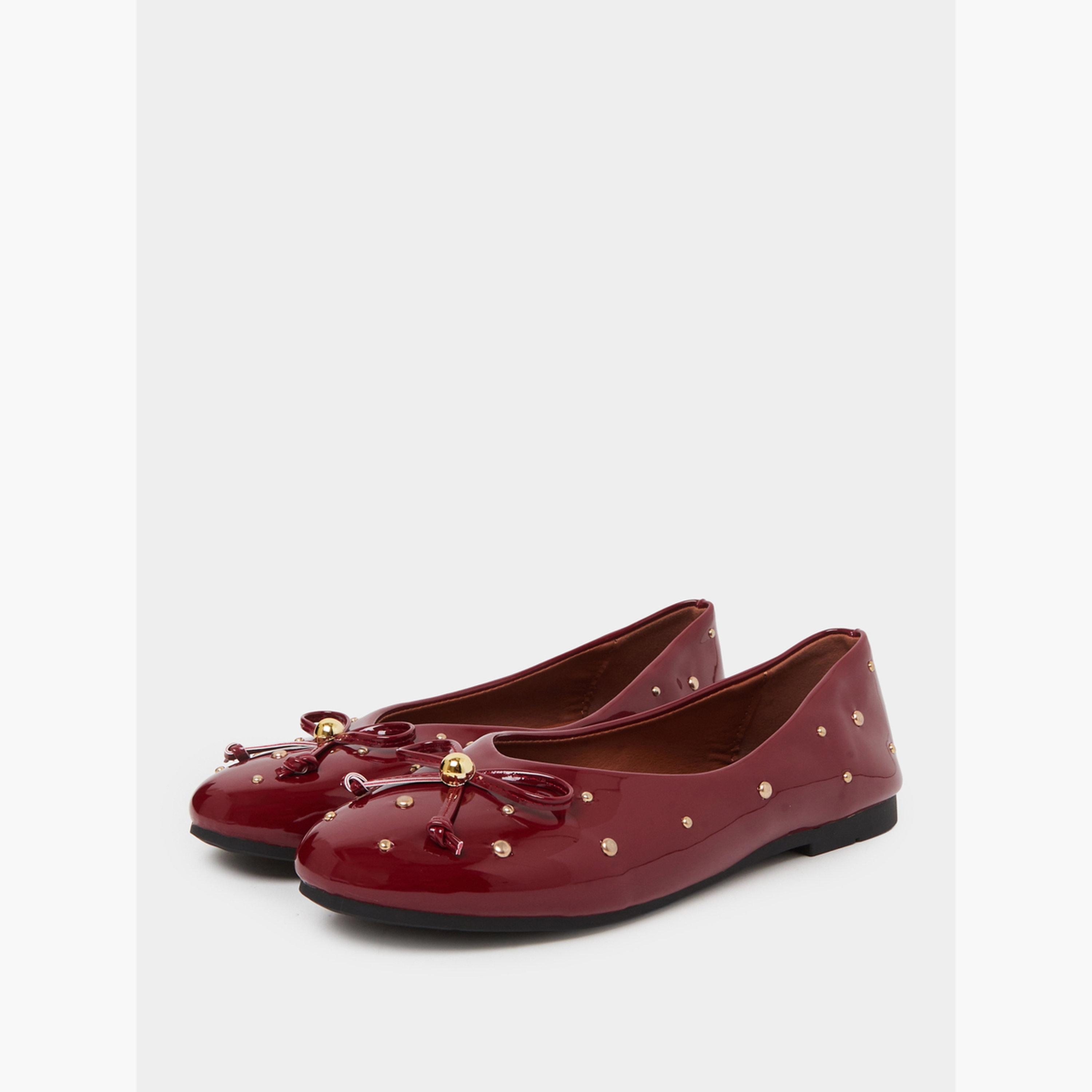 ستايلي - حذاء باليرينا لامع مرصع باللون العنابي-women-shoes-ballerinas-image-1