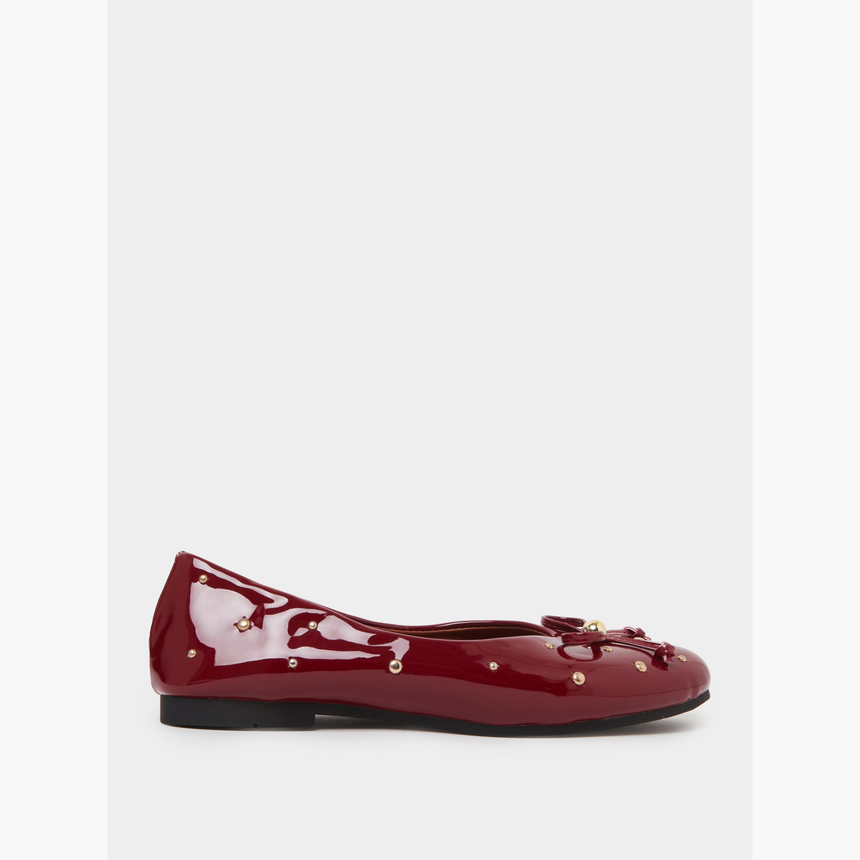 ستايلي - حذاء باليرينا لامع مرصع باللون العنابي-women-shoes-ballerinas-image-2
