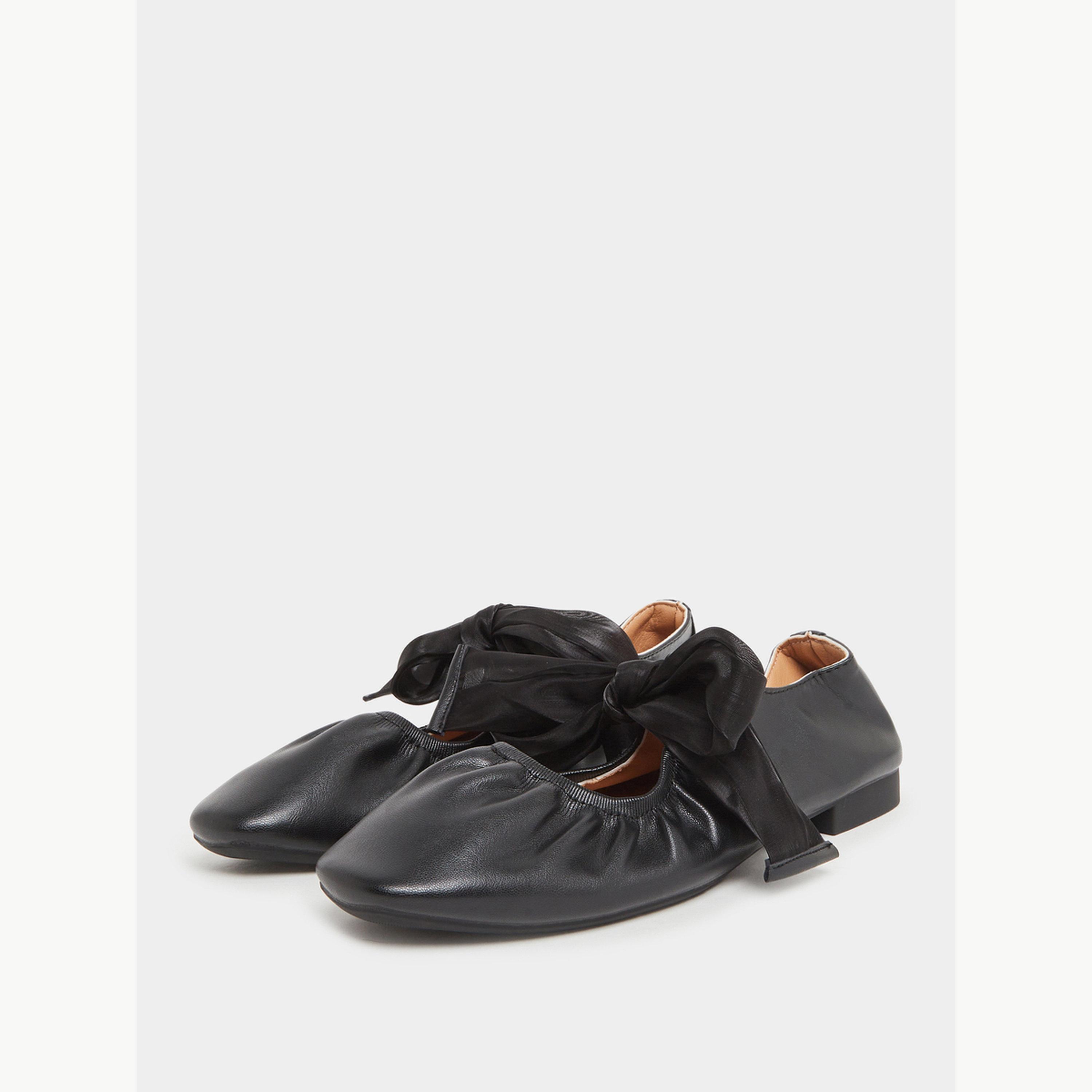 Styli Bow Trim Ballerina Shoes-women-shoes-ballerinas-image-1