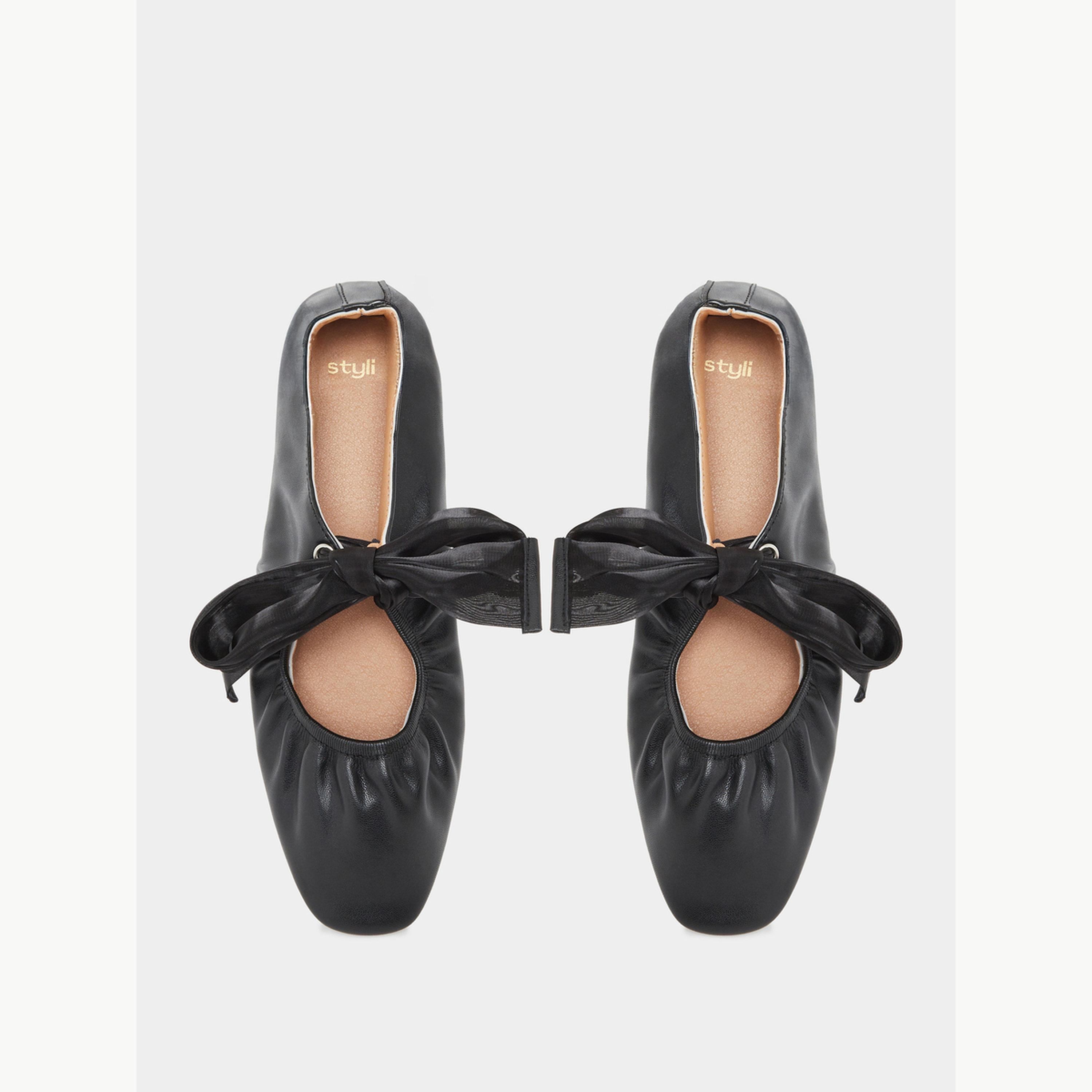 Styli Bow Trim Ballerina Shoes-women-shoes-ballerinas-image-3