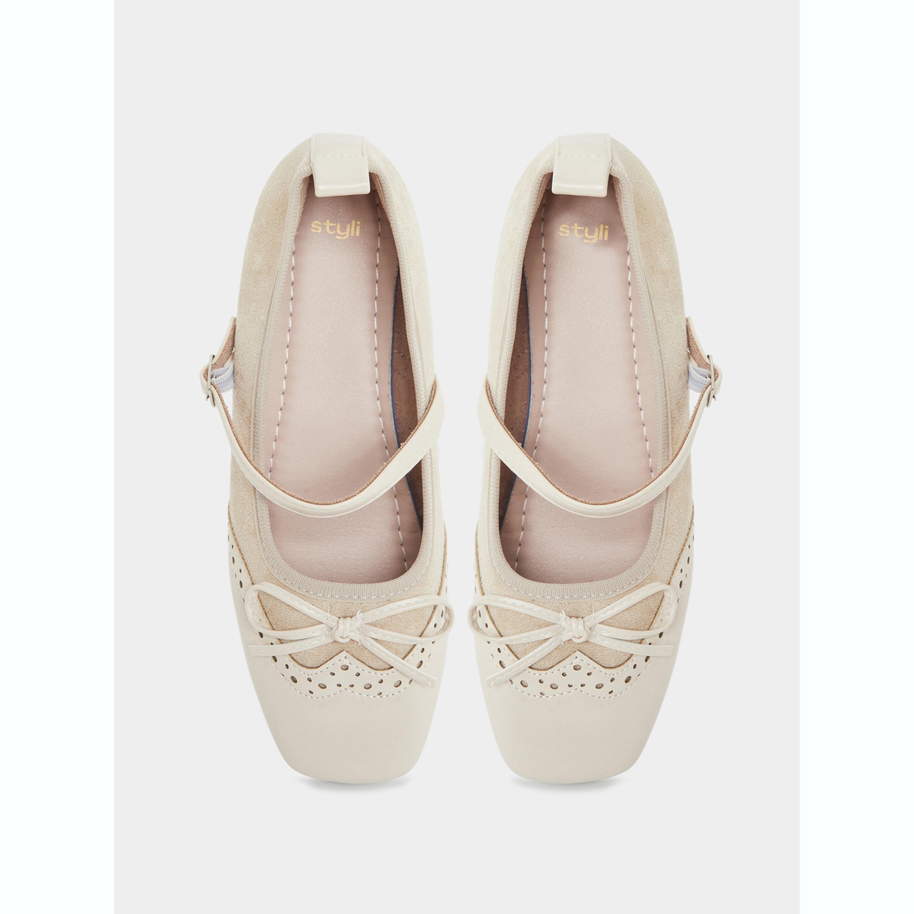 Styli Buckled Strap Bow Detail Ballerina-women-shoes-ballerinas-image-3