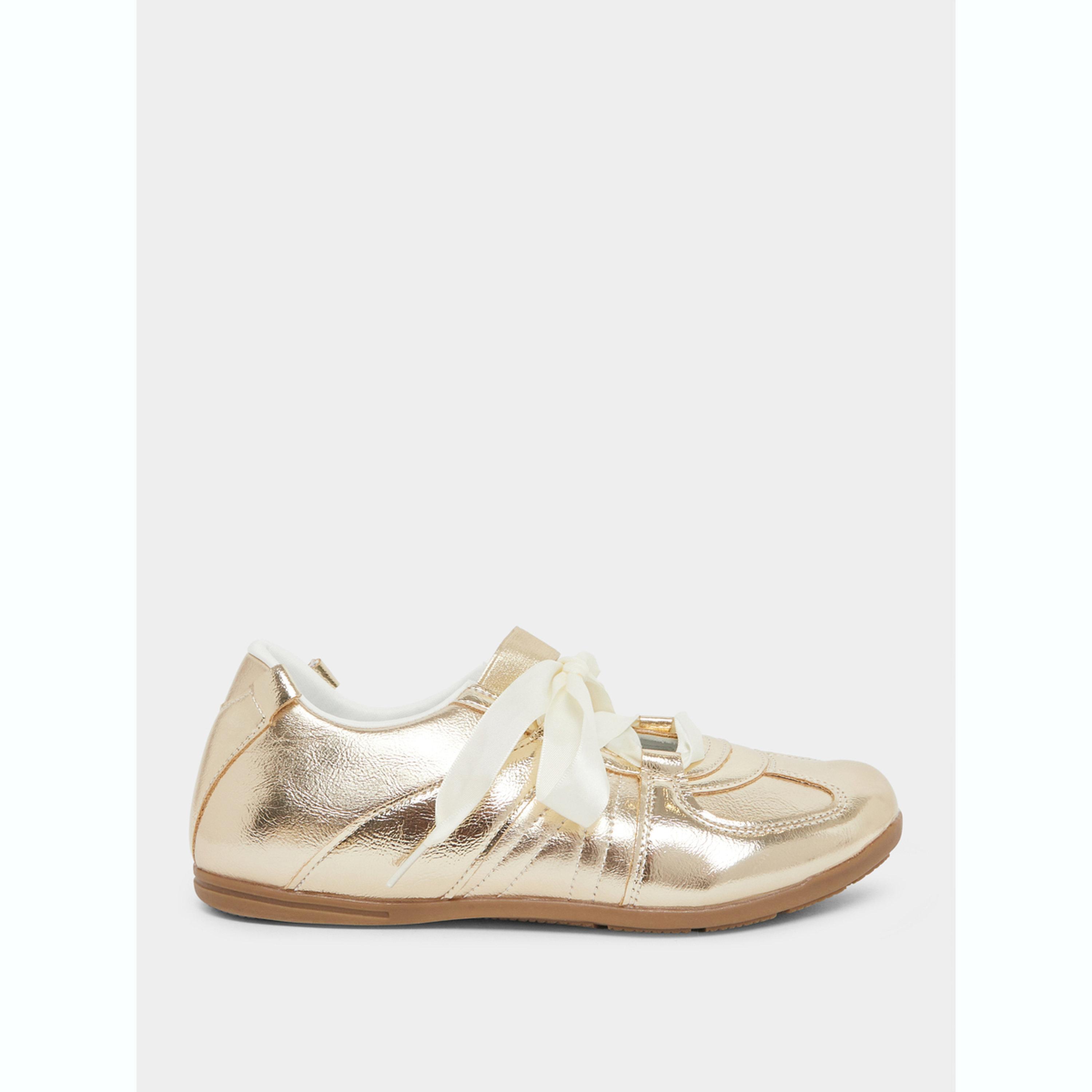 Styli Metallic Look Ribbon Trim Sneakers-women-shoes-sneakers-image-2